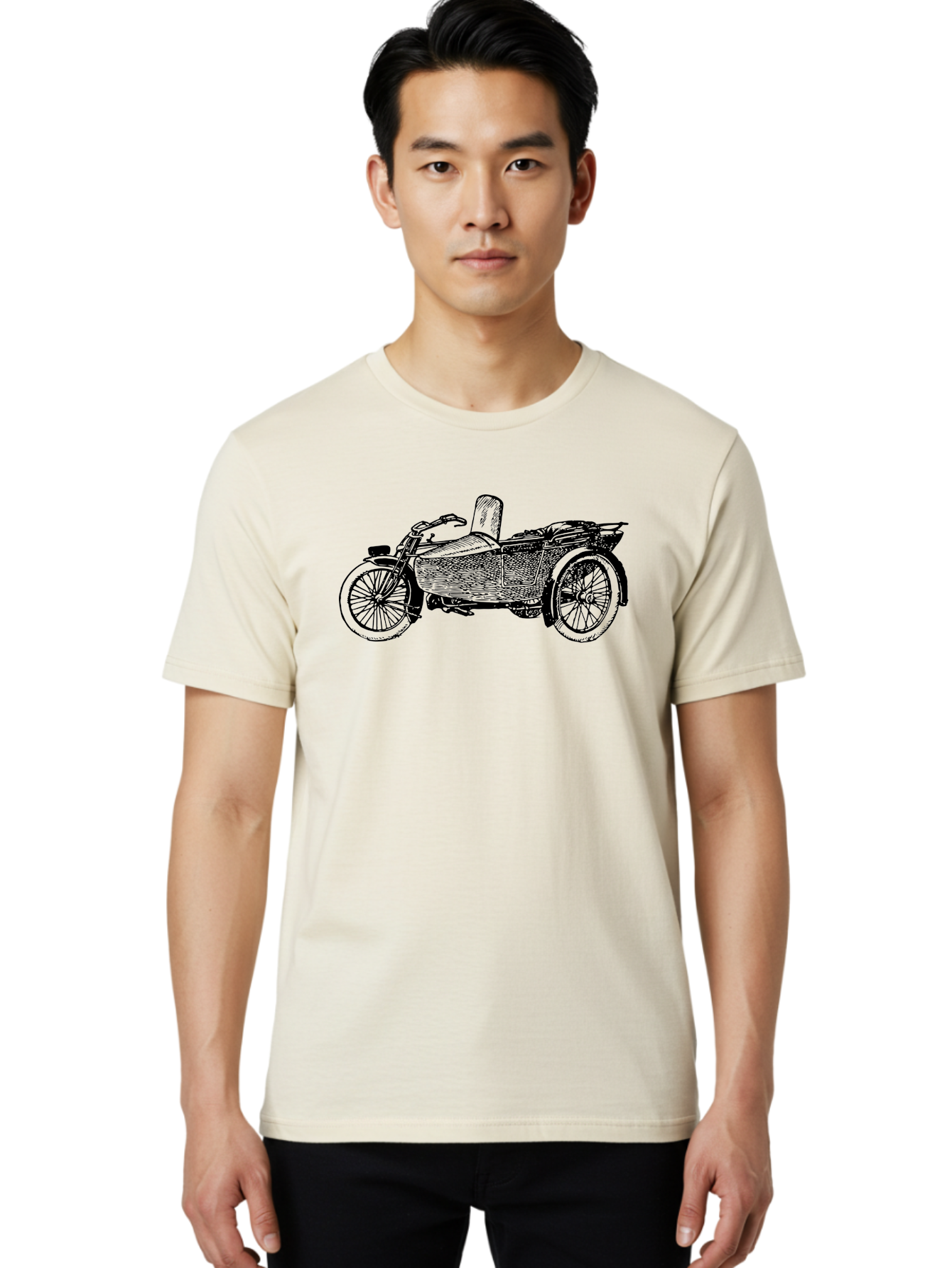 Vintage-Motorcycle-Sidecar-1 Men'S Graphic Tee, 100% Cotton, Comfortable Casual Summer Wear, Machine Washable, Vintage Motorcycle, Sidecar, Classic Bike, Retro Vehicle, Old-Fashioned Transportation, Motorcycle With Sidecar, Vintage Ride, Aad830 14