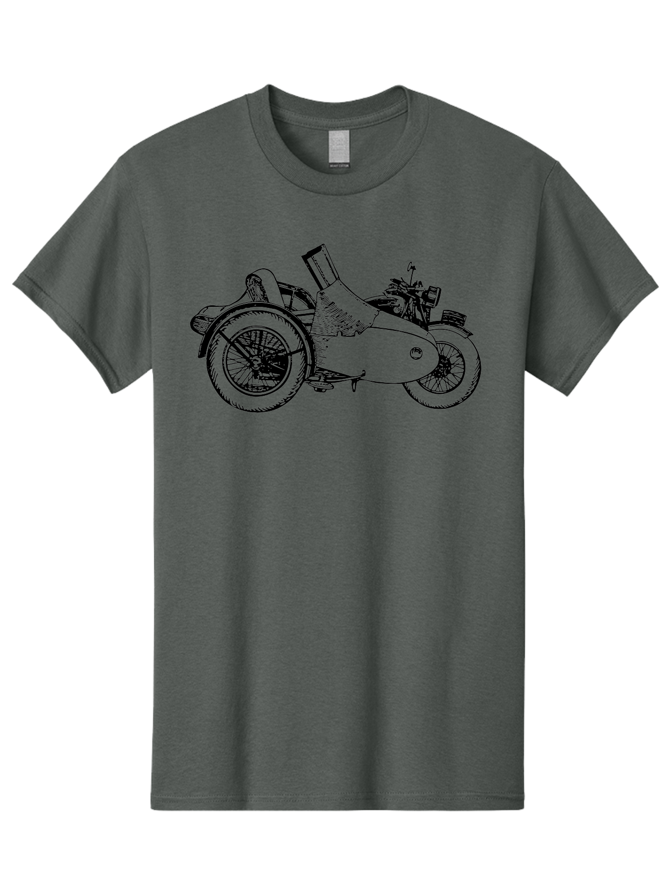Vintage-Motorcycle-Sidecar Men'S Graphic Tee, 100% Cotton, Comfortable Casual Summer Wear, Machine Washable, Vintage Motorcycle, Sidecar, Classic Vehicle, Retro Transportation, Black And White Illustration, Motorcycle With Sidecar, Aad831 29