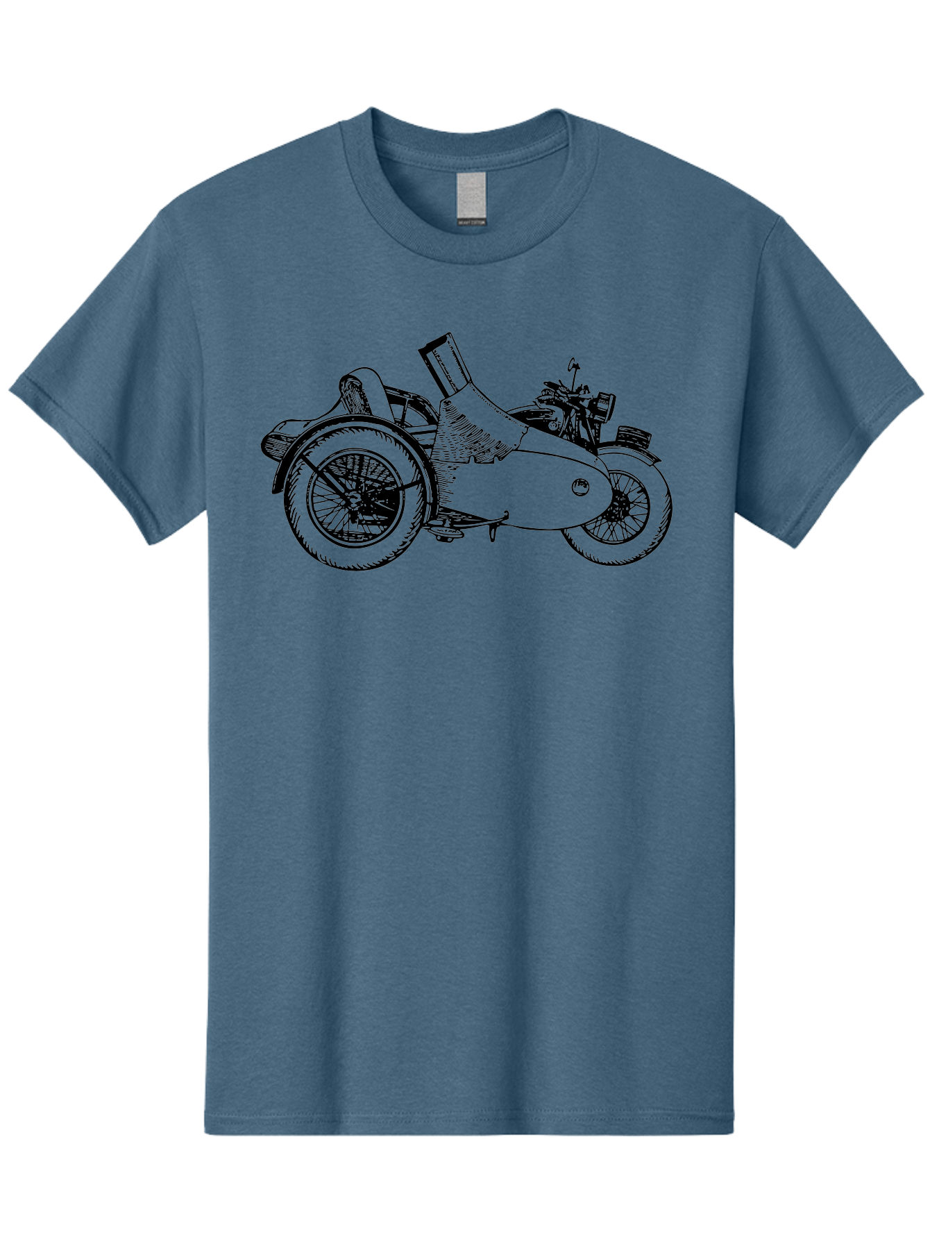 Vintage-Motorcycle-Sidecar Men'S Graphic Tee, 100% Cotton, Comfortable Casual Summer Wear, Machine Washable, Vintage Motorcycle, Sidecar, Classic Vehicle, Retro Transportation, Black And White Illustration, Motorcycle With Sidecar, Aad831 7