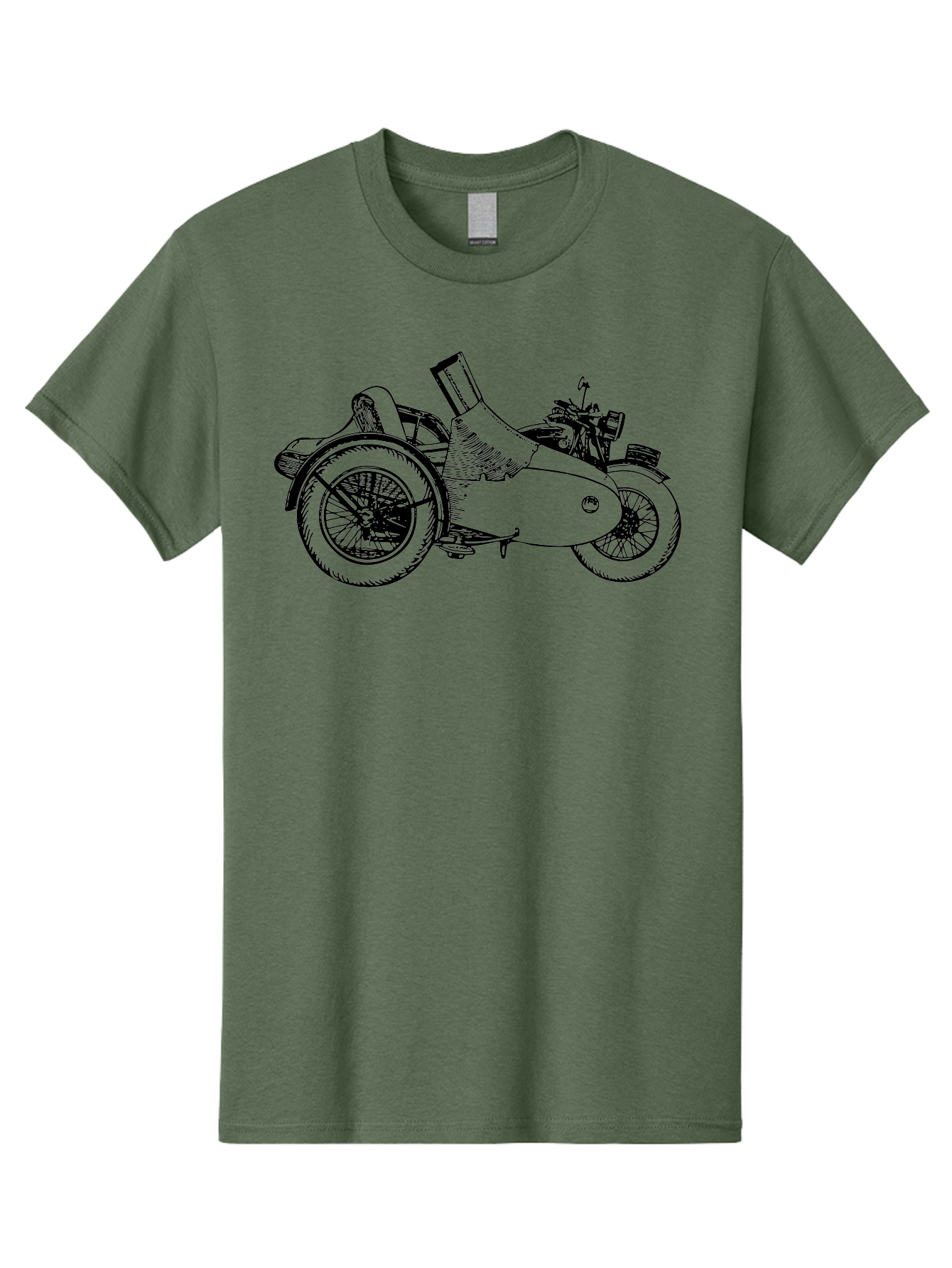 Vintage-Motorcycle-Sidecar Men'S Graphic Tee, 100% Cotton, Comfortable Casual Summer Wear, Machine Washable, Vintage Motorcycle, Sidecar, Classic Vehicle, Retro Transportation, Black And White Illustration, Motorcycle With Sidecar, Aad831 5