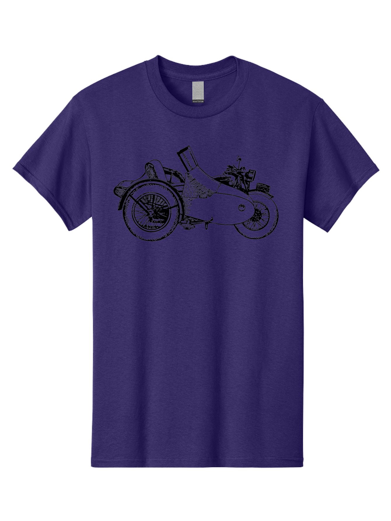 Vintage-Motorcycle-Sidecar Men'S Graphic Tee, 100% Cotton, Comfortable Casual Summer Wear, Machine Washable, Vintage Motorcycle, Sidecar, Classic Vehicle, Retro Transportation, Black And White Illustration, Motorcycle With Sidecar, Aad831 11