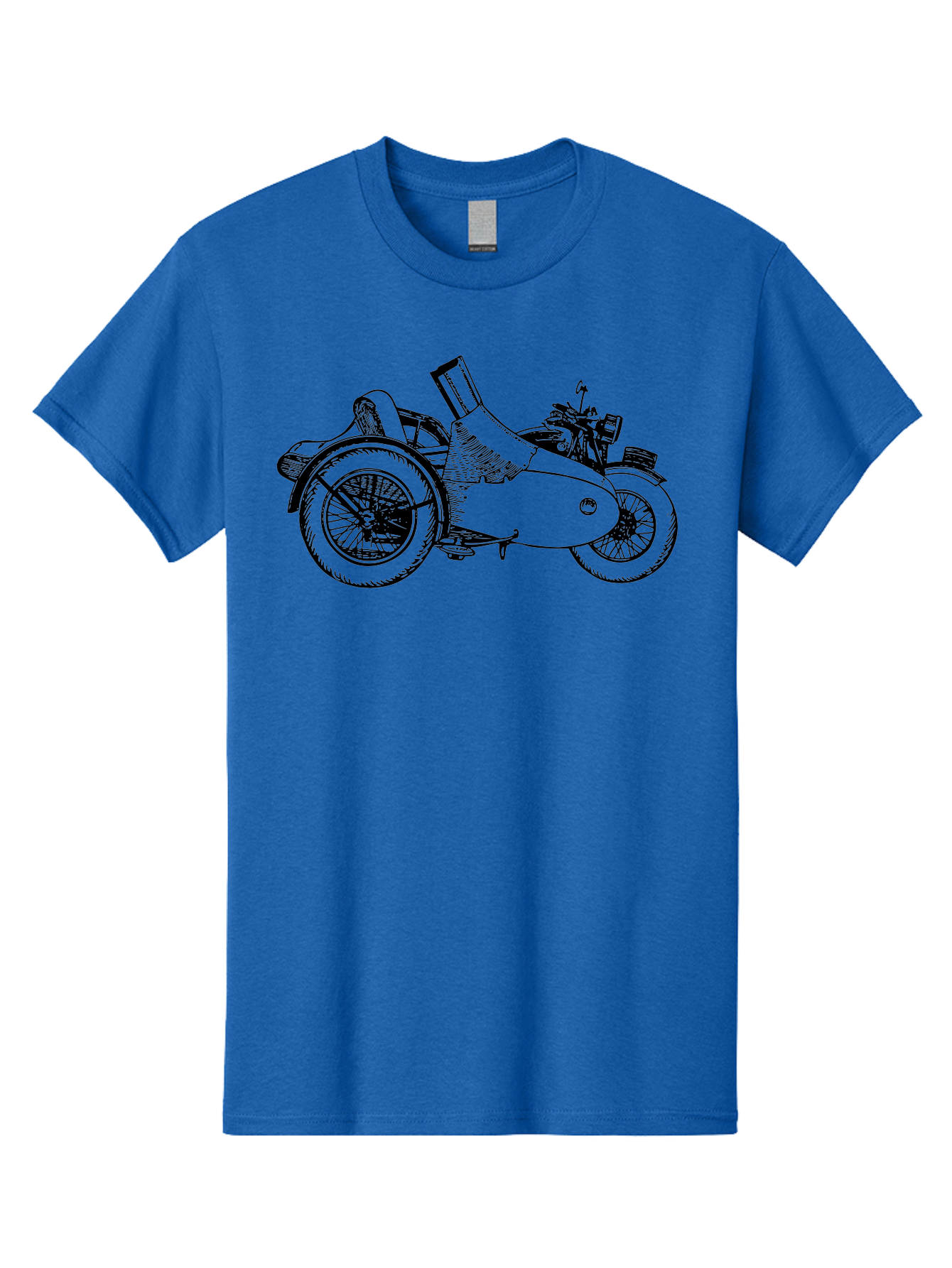 Vintage-Motorcycle-Sidecar Men'S Graphic Tee, 100% Cotton, Comfortable Casual Summer Wear, Machine Washable, Vintage Motorcycle, Sidecar, Classic Vehicle, Retro Transportation, Black And White Illustration, Motorcycle With Sidecar, Aad831 27