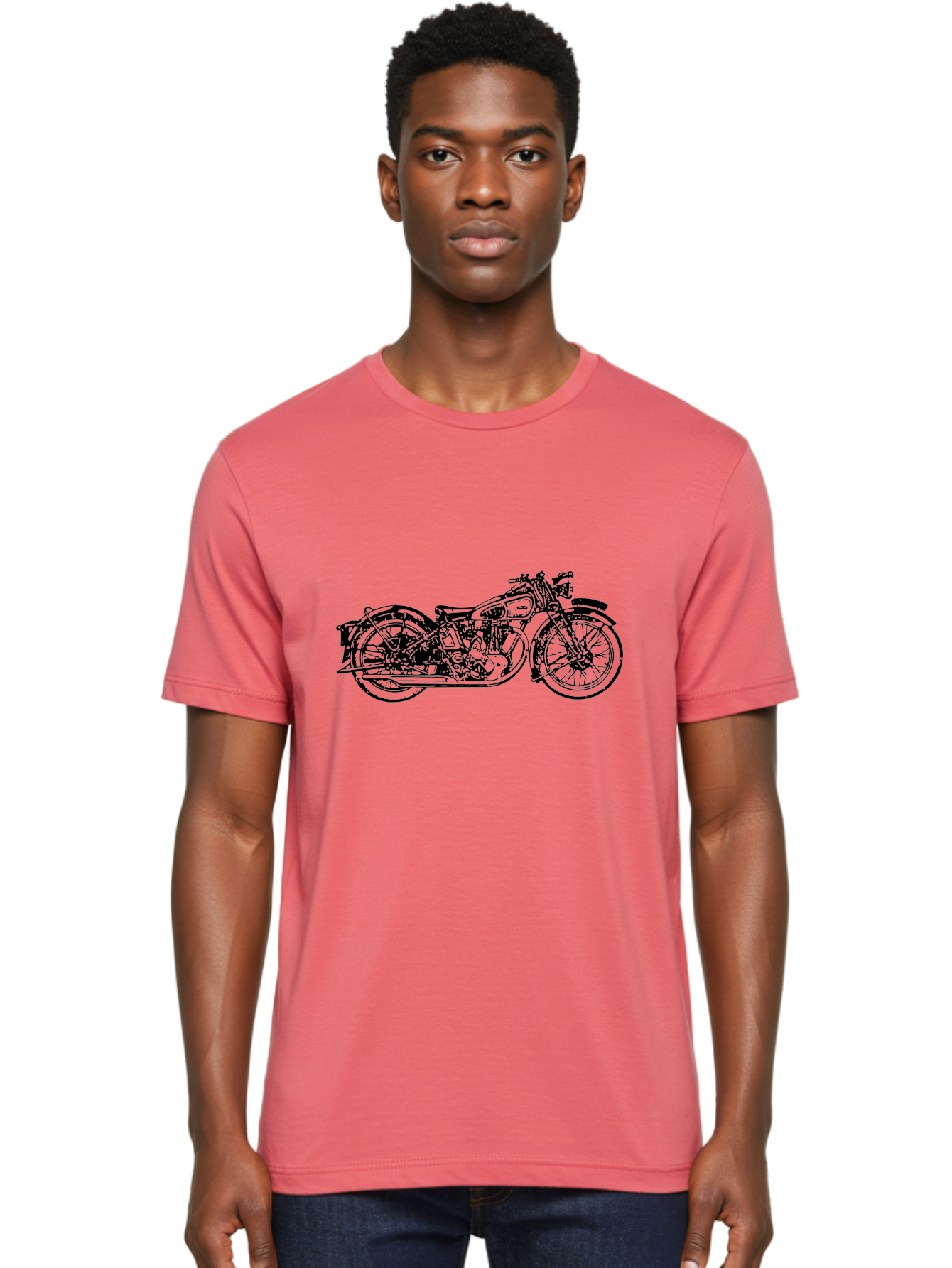 Vintage-Motorcycle Men'S Graphic Tee, 100% Cotton, Comfortable Casual Summer Wear, Machine Washable, Vintage Motorcycle, Classic Bike, Retro Vehicle, Nostalgic Ride, Antique Machinery, Motorcycle Enthusiast, Classic Design, Old-School Wheels Aad832 12