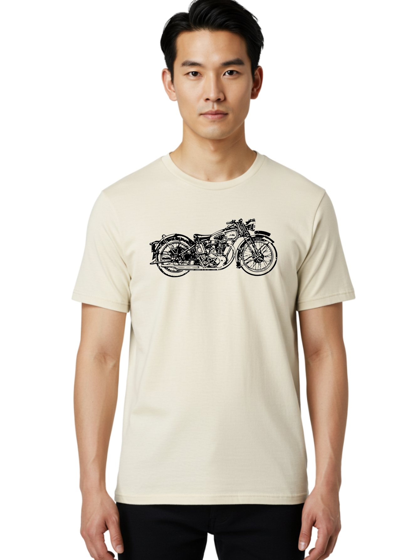 Vintage-Motorcycle Men'S Graphic Tee, 100% Cotton, Comfortable Casual Summer Wear, Machine Washable, Vintage Motorcycle, Classic Bike, Retro Vehicle, Nostalgic Ride, Antique Machinery, Motorcycle Enthusiast, Classic Design, Old-School Wheels Aad832 10