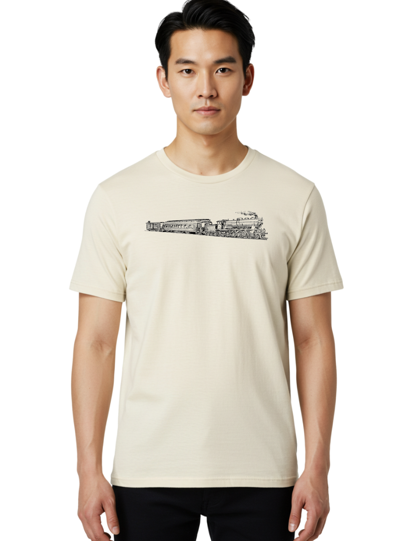 Vintage-Train-1 Men'S Graphic Tee, 100% Cotton, Comfortable Casual Summer Wear, Machine Washable, Vintage Train, Classic Locomotive, Steam Engine, Railway Transport, Nostalgic Travel, Retro Style, Transportation History Aad833 20