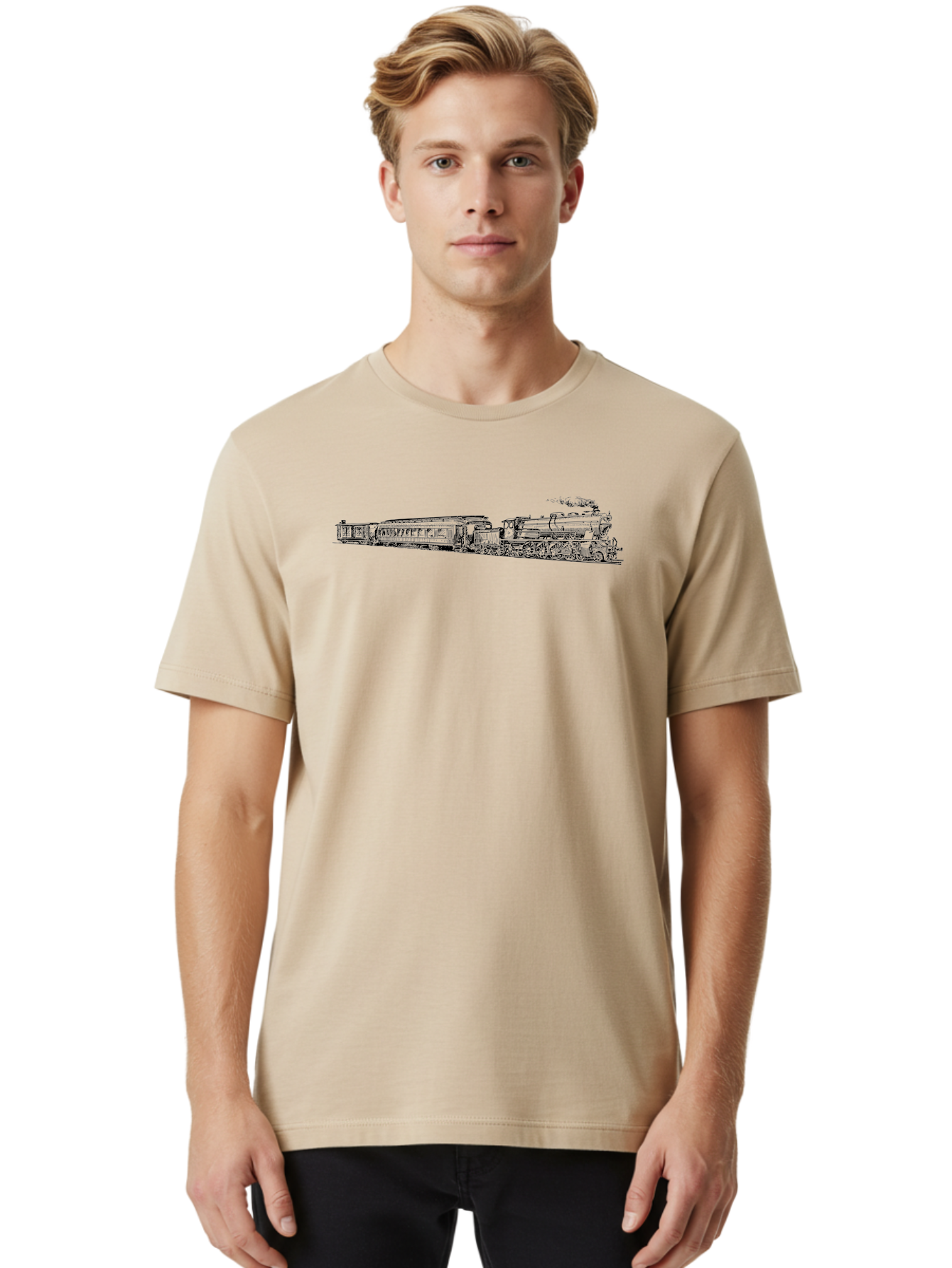 Vintage-Train-1 Men'S Graphic Tee, 100% Cotton, Comfortable Casual Summer Wear, Machine Washable, Vintage Train, Classic Locomotive, Steam Engine, Railway Transport, Nostalgic Travel, Retro Style, Transportation History Aad833 28