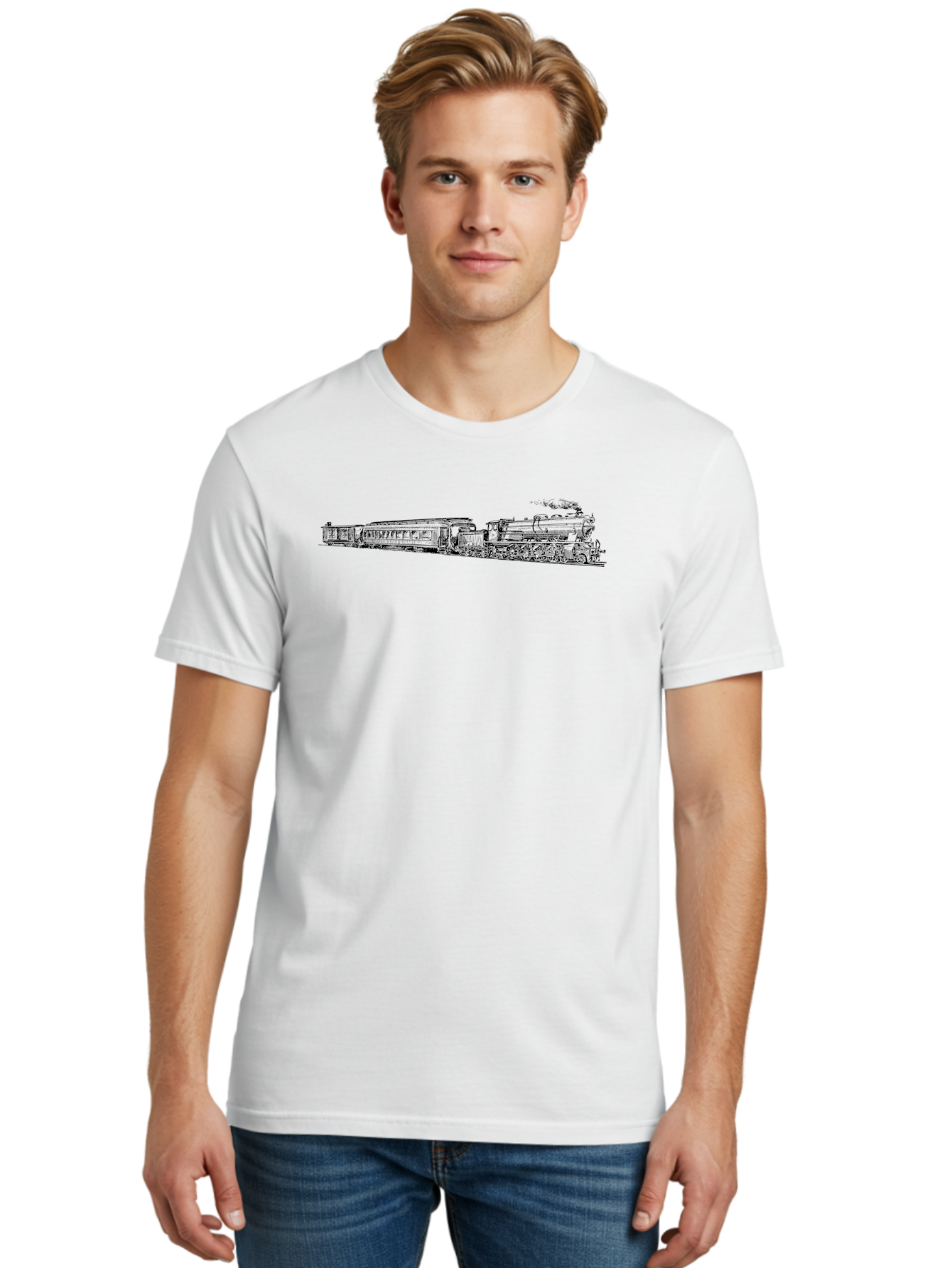 Vintage-Train-1 Men'S Graphic Tee, 100% Cotton, Comfortable Casual Summer Wear, Machine Washable, Vintage Train, Classic Locomotive, Steam Engine, Railway Transport, Nostalgic Travel, Retro Style, Transportation History Aad833 16