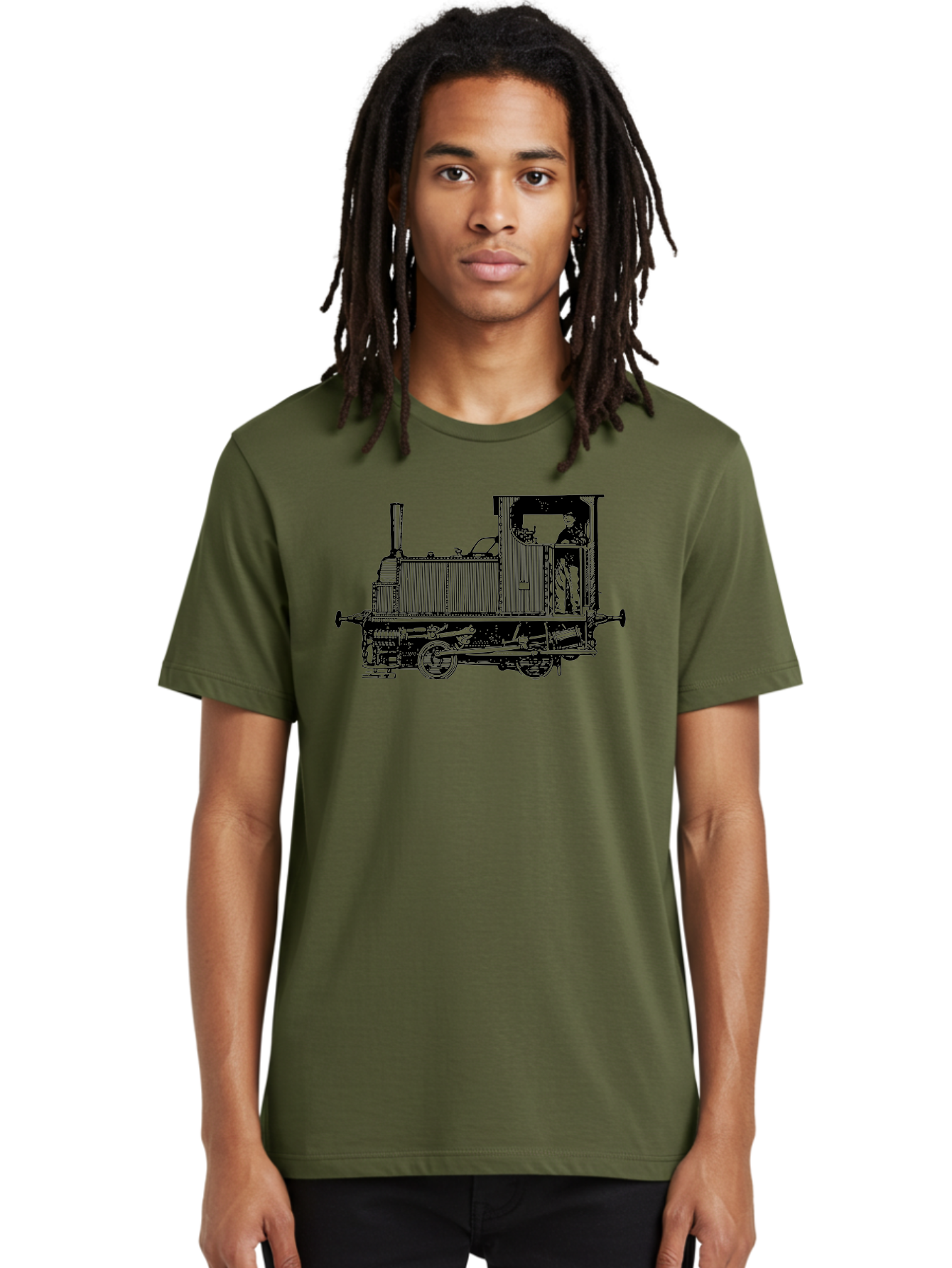 Vintage-Train-Engine Men'S Graphic Tee, 100% Cotton, Comfortable Casual Summer Wear, Machine Washable, Vintage Train, Steam Locomotive, Railway Transportation, Retro Engine, Conductor In Cab, Mechanical Details, Industrial Heritage, Aad834 4