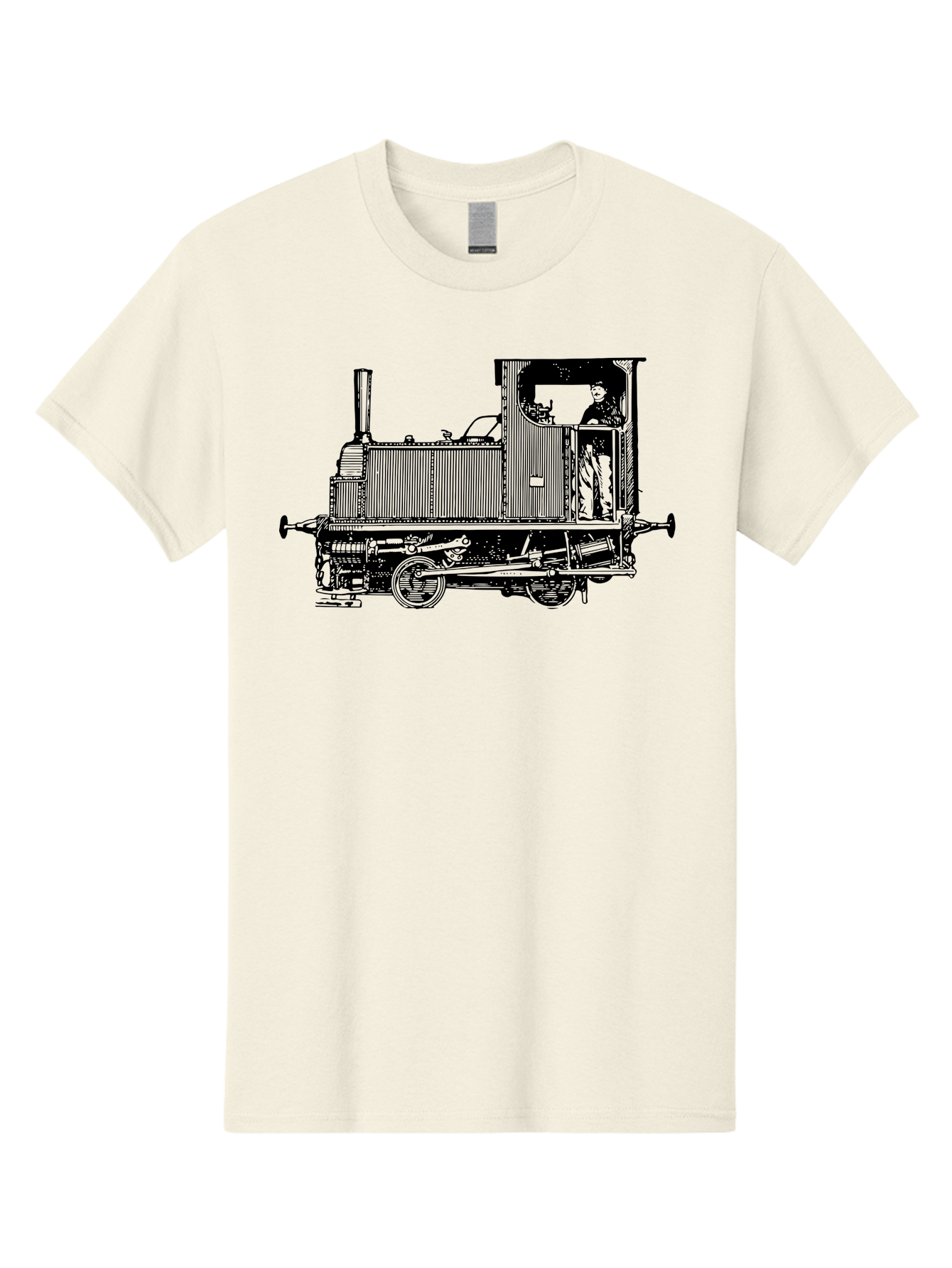 Vintage-Train-Engine Men'S Graphic Tee, 100% Cotton, Comfortable Casual Summer Wear, Machine Washable, Vintage Train, Steam Locomotive, Railway Transportation, Retro Engine, Conductor In Cab, Mechanical Details, Industrial Heritage, Aad834 25