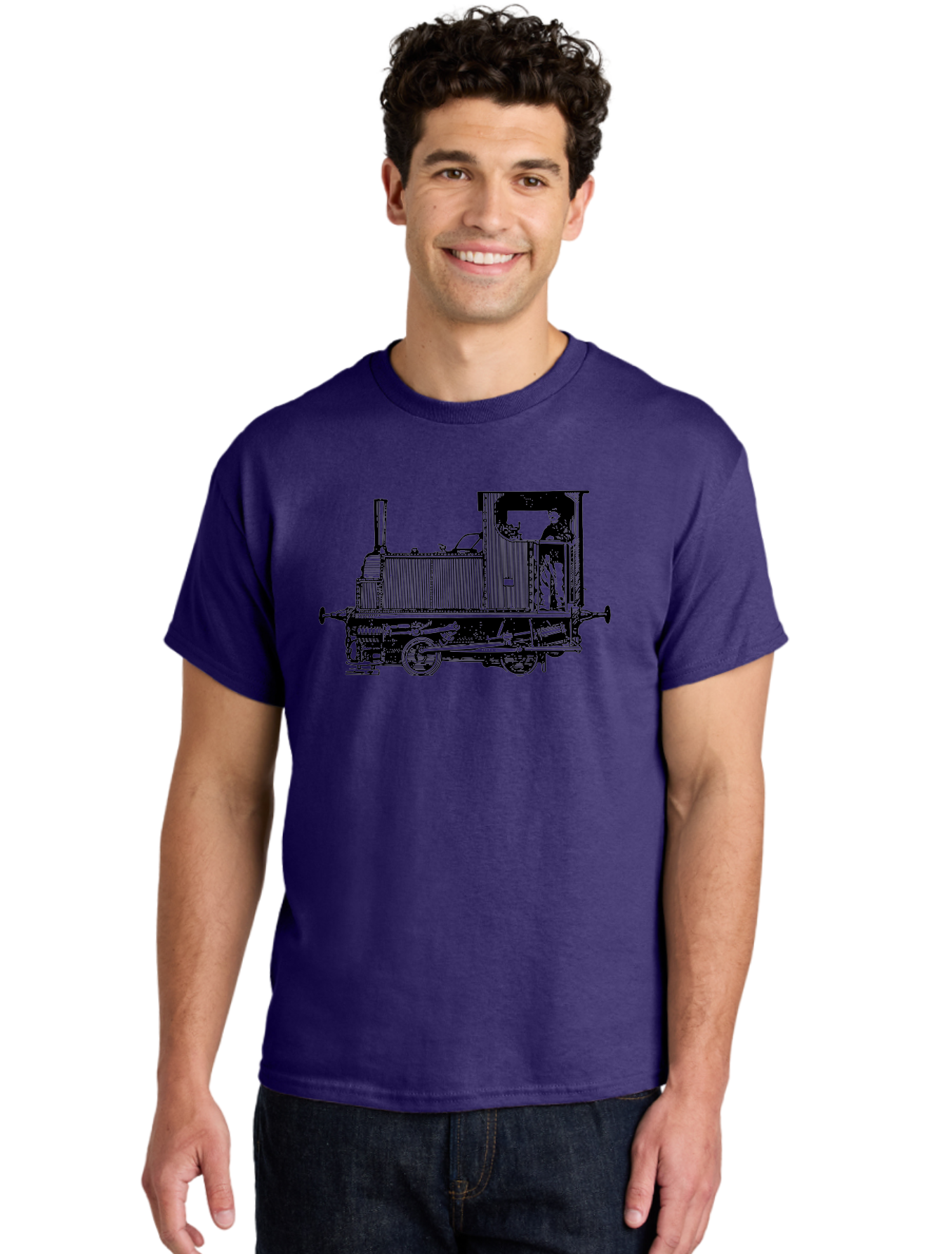 Vintage-Train-Engine Men'S Graphic Tee, 100% Cotton, Comfortable Casual Summer Wear, Machine Washable, Vintage Train, Steam Locomotive, Railway Transportation, Retro Engine, Conductor In Cab, Mechanical Details, Industrial Heritage, Aad834 22