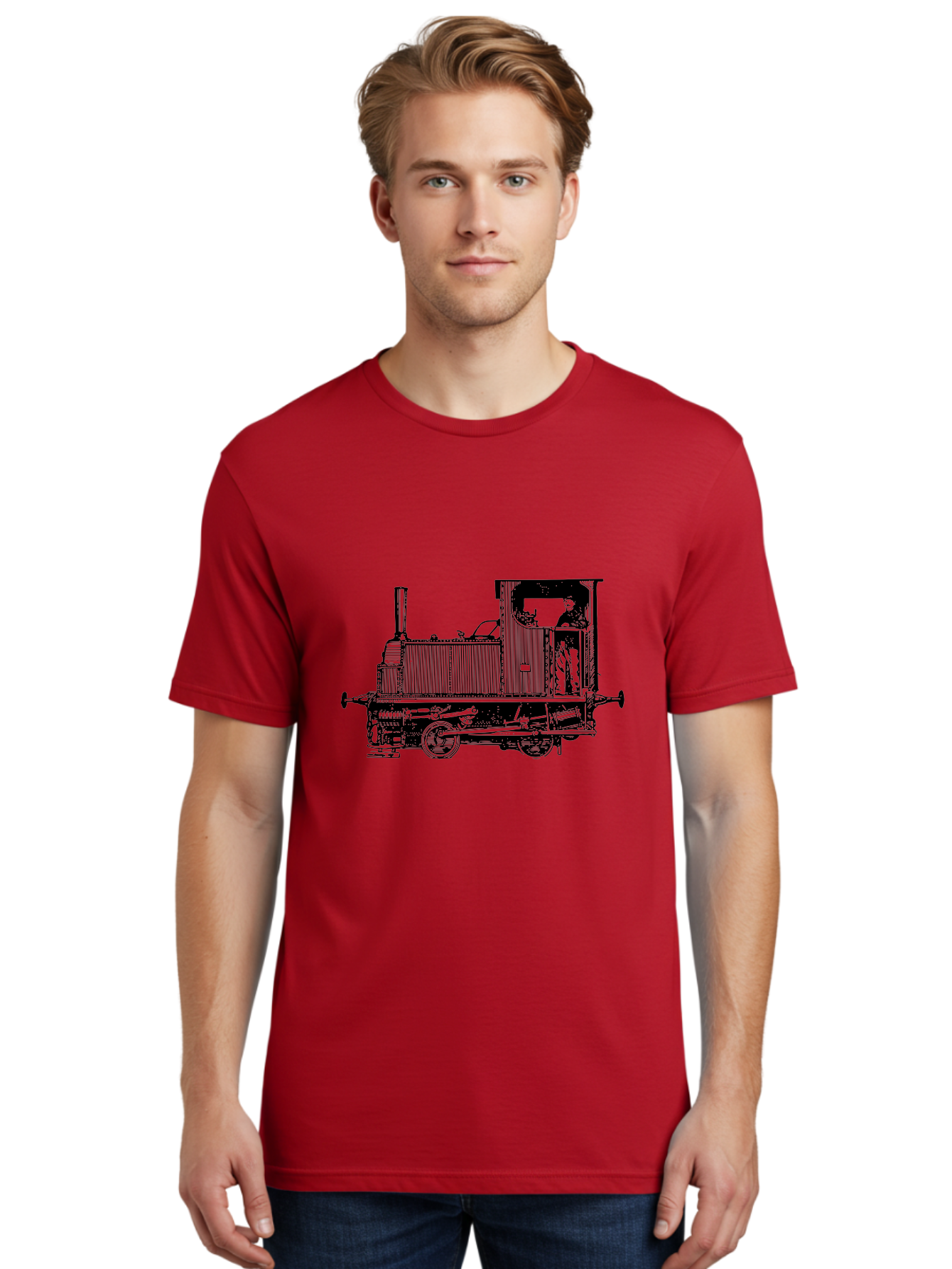 Vintage-Train-Engine Men'S Graphic Tee, 100% Cotton, Comfortable Casual Summer Wear, Machine Washable, Vintage Train, Steam Locomotive, Railway Transportation, Retro Engine, Conductor In Cab, Mechanical Details, Industrial Heritage, Aad834 28