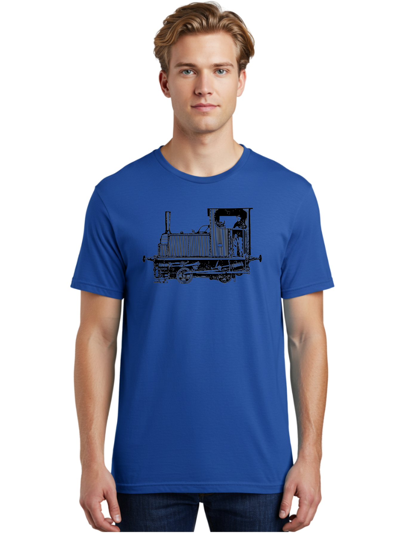 Vintage-Train-Engine Men'S Graphic Tee, 100% Cotton, Comfortable Casual Summer Wear, Machine Washable, Vintage Train, Steam Locomotive, Railway Transportation, Retro Engine, Conductor In Cab, Mechanical Details, Industrial Heritage, Aad834 6