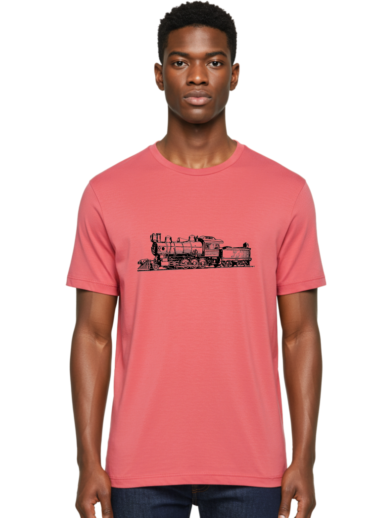 Vintage-Train Men'S Graphic Tee, 100% Cotton, Comfortable Casual Summer Wear, Machine Washable, Vintage Steam Train, Classic Locomotive, Railroad Transportation, Nostalgic Train, Retro Railway, Old-Fashioned Train Engine Aad835 30