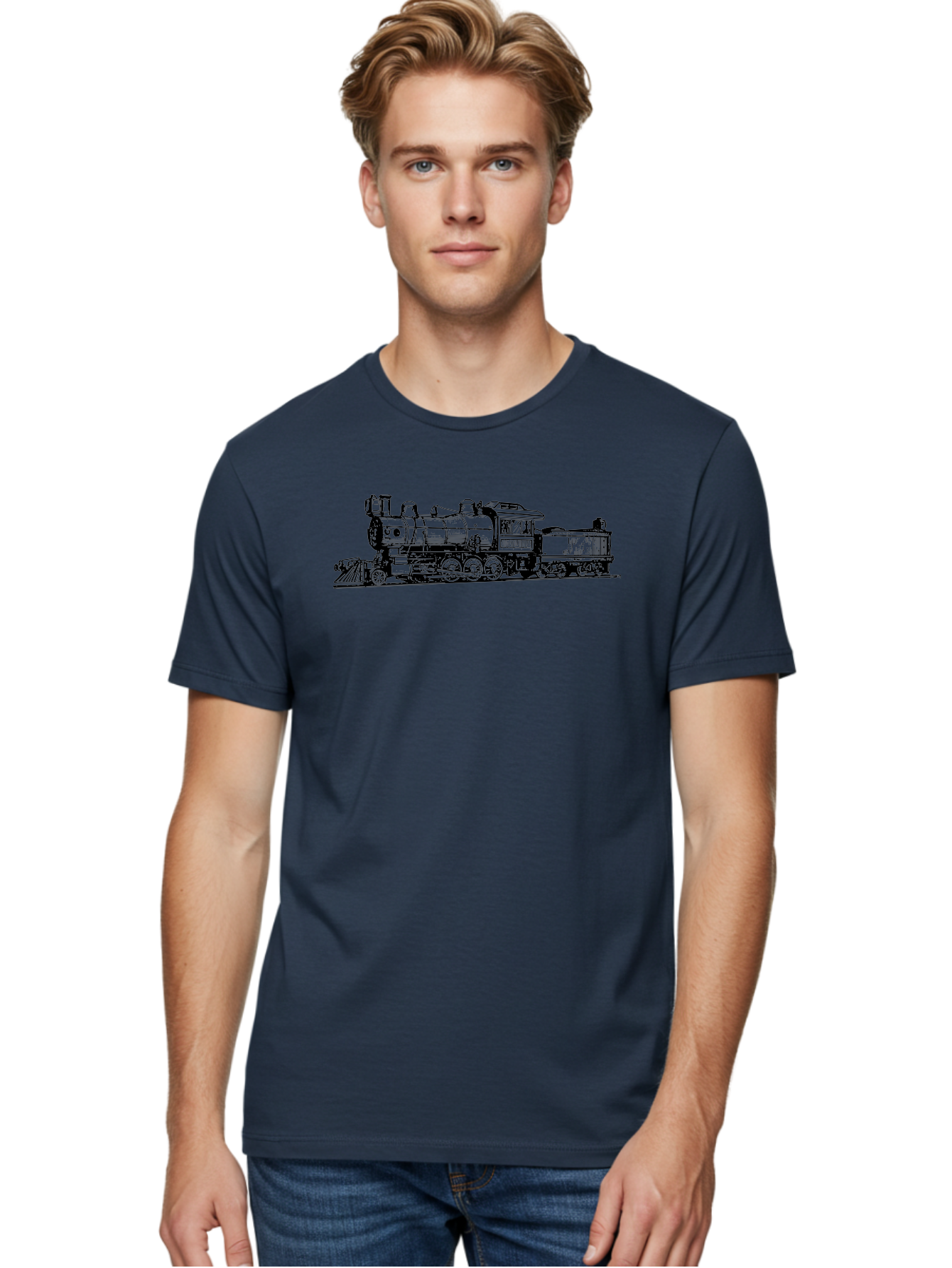 Vintage-Train Men'S Graphic Tee, 100% Cotton, Comfortable Casual Summer Wear, Machine Washable, Vintage Steam Train, Classic Locomotive, Railroad Transportation, Nostalgic Train, Retro Railway, Old-Fashioned Train Engine Aad835 12
