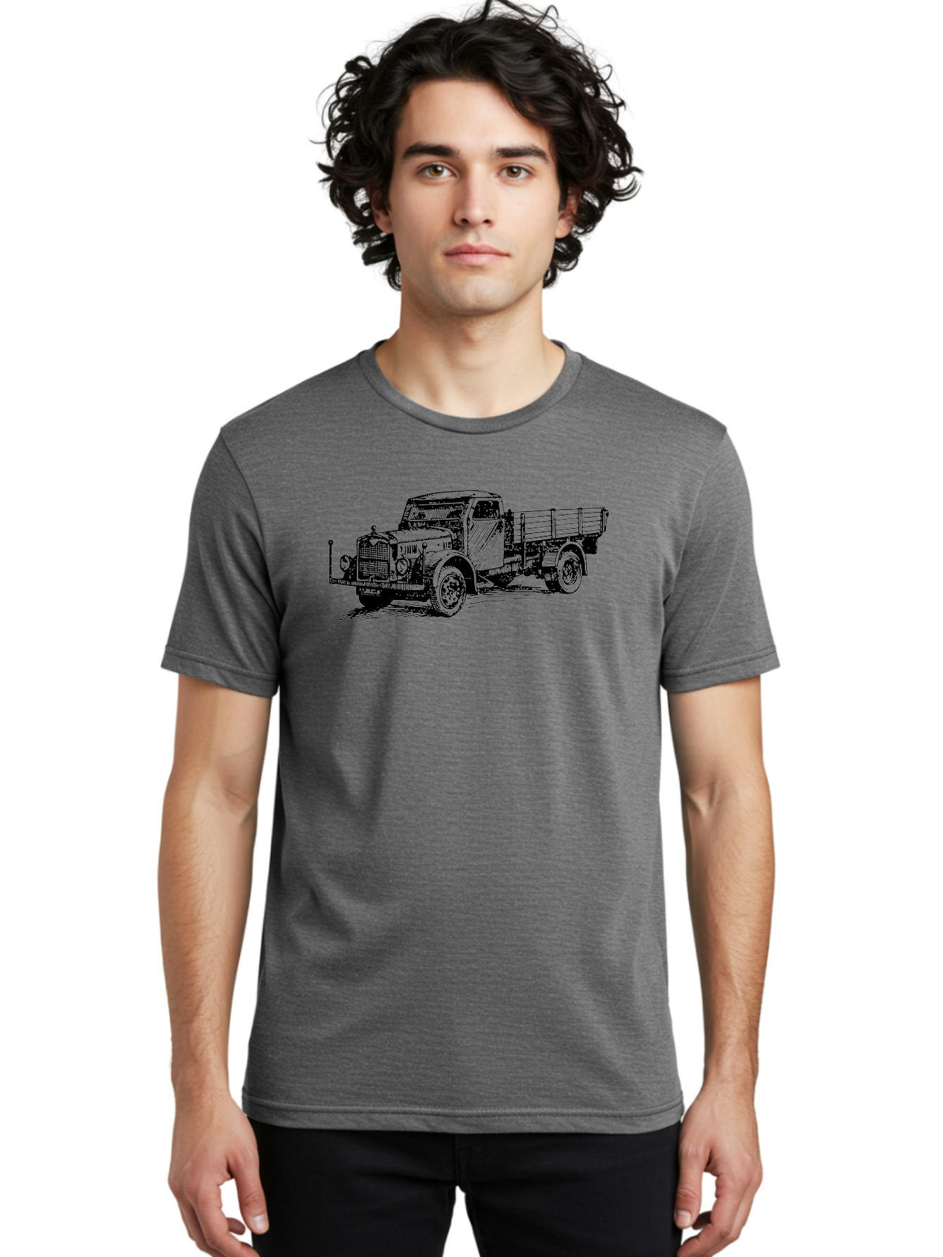 Vintage-Truck-1 Men'S Graphic Tee, 100% Cotton, Comfortable Casual Summer Wear, Machine Washable, Vintage Truck, Old Truck, Classic Vehicle, Retro Transportation, Antique Automobile, Heavy Duty Truck, Cargo Truck, Classic Machinery, Aad836 16