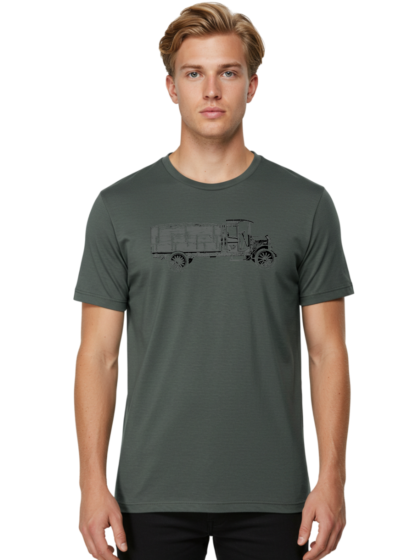 Vintage-Truck-2 Men'S Graphic Tee, 100% Cotton, Comfortable Casual Summer Wear, Machine Washable, Vintage Truck, Classic Vehicle, Wooden Crates, Old Truck Design, Antique Transportation, Retro Automobile, Nostalgic Truck Aad837 16
