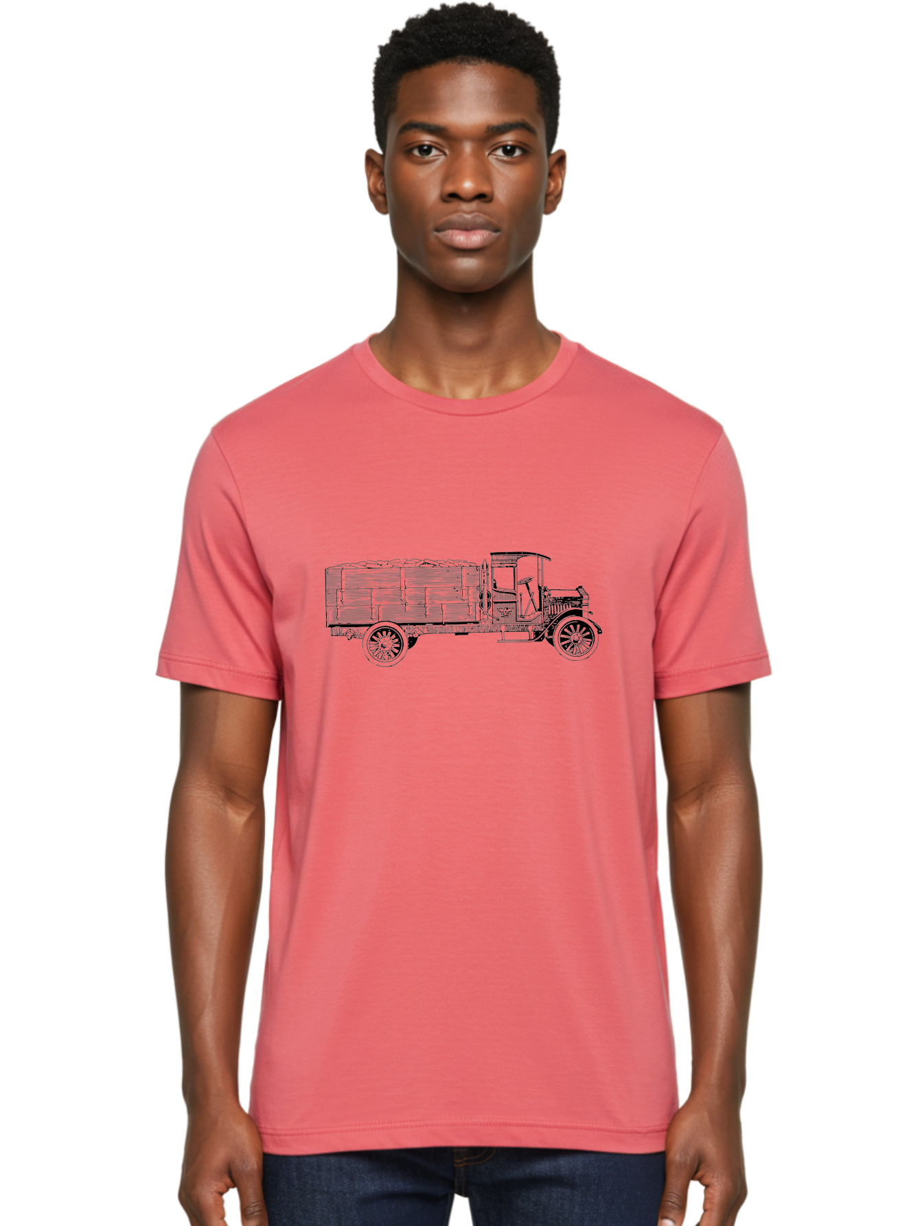 Vintage-Truck-2 Men'S Graphic Tee, 100% Cotton, Comfortable Casual Summer Wear, Machine Washable, Vintage Truck, Classic Vehicle, Wooden Crates, Old Truck Design, Antique Transportation, Retro Automobile, Nostalgic Truck Aad837 28