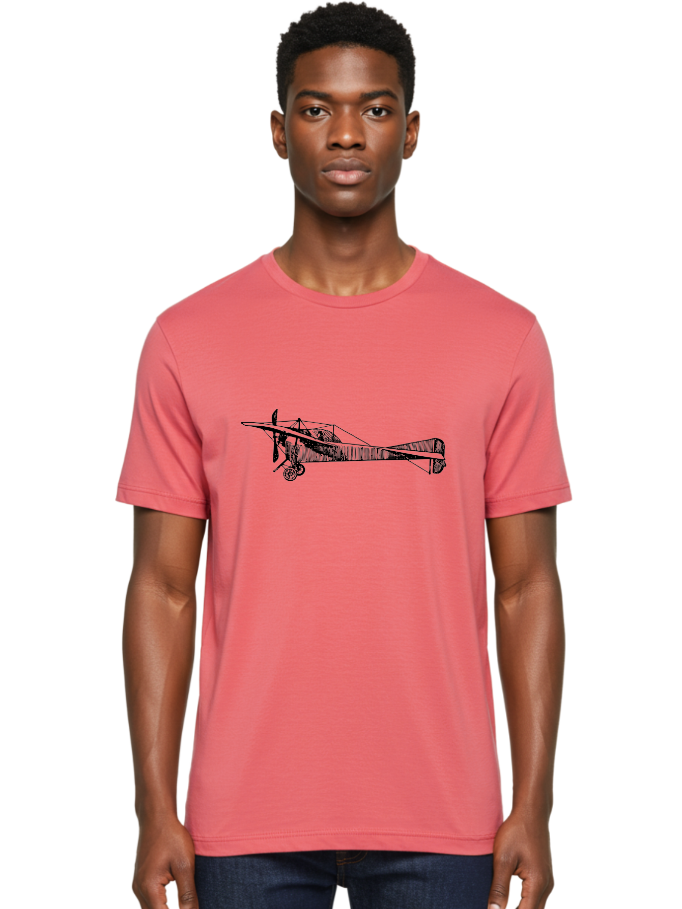 Wwi-Biplane Men'S Graphic Tee, 100% Cotton, Comfortable Casual Summer Wear, Machine Washable, Vintage Biplane, Old Airplane, Historical Aircraft, Classic Aviation, Retro Flying Machine, Nostalgic Design, Wooden Aircraft, Aad840 6