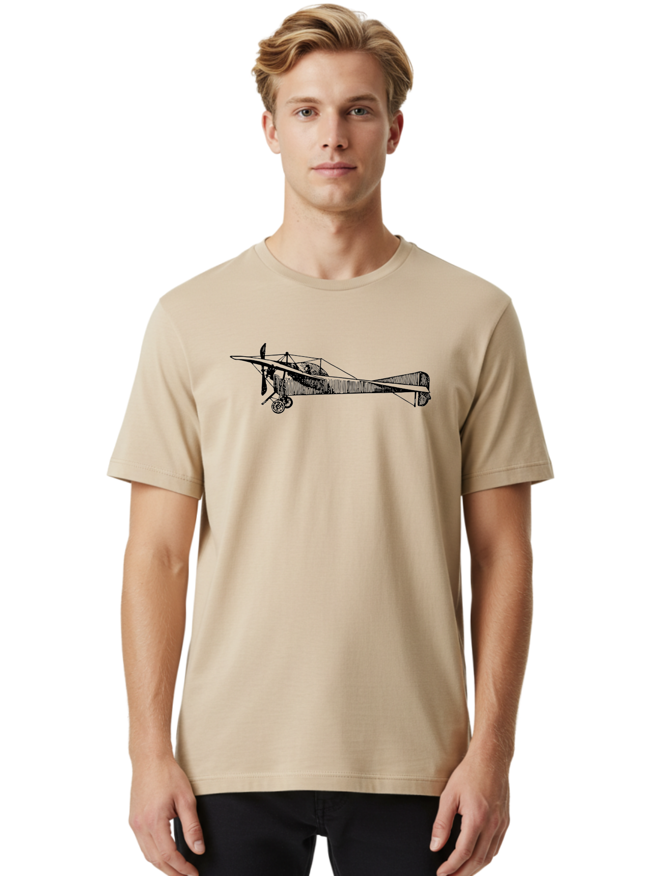 Wwi-Biplane Men'S Graphic Tee, 100% Cotton, Comfortable Casual Summer Wear, Machine Washable, Vintage Biplane, Old Airplane, Historical Aircraft, Classic Aviation, Retro Flying Machine, Nostalgic Design, Wooden Aircraft, Aad840 10