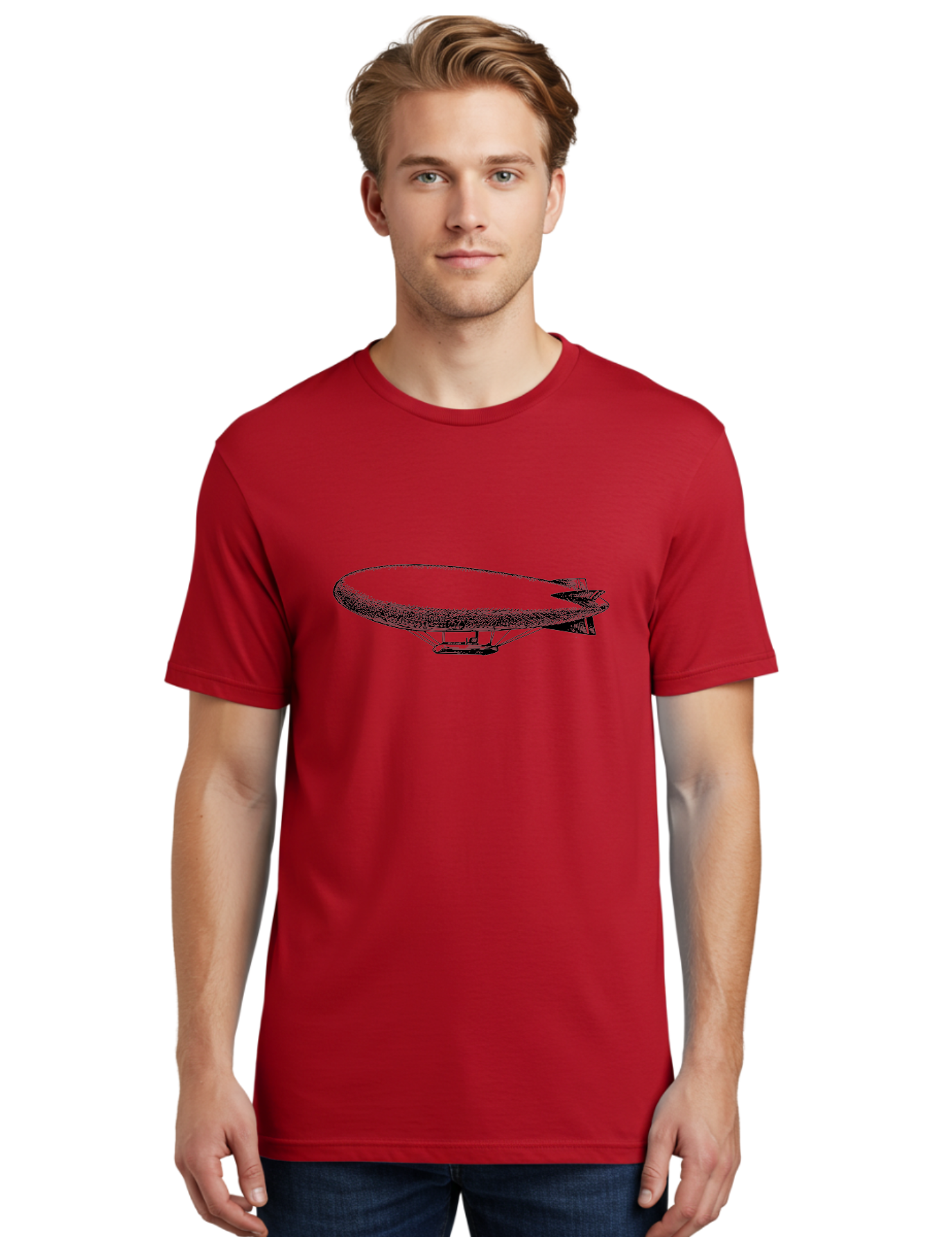 Zeppelin-1 Men'S Graphic Tee, 100% Cotton, Comfortable Casual Summer Wear, Machine Washable, Blimp Illustration, Airship Design, Aviation Technology, Futuristic Transportation, Aerial Vehicle, Graphic Art Aad841 18
