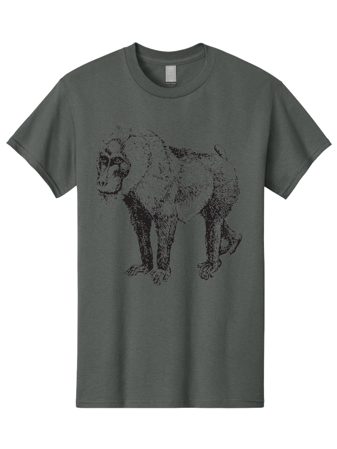 Baboon Men'S Graphic Tee, 100% Cotton, Comfortable Casual Summer Wear, Machine Washable, Baboon, Primate, Wildlife, Animal Illustration, Sketch Art, Detailed Drawing, Furry Texture, Monkey Species, Wild Primate Aad845 25