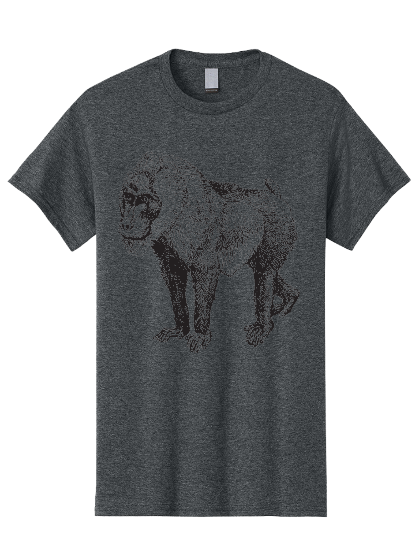 Baboon Men'S Graphic Tee, 100% Cotton, Comfortable Casual Summer Wear, Machine Washable, Baboon, Primate, Wildlife, Animal Illustration, Sketch Art, Detailed Drawing, Furry Texture, Monkey Species, Wild Primate Aad845 17
