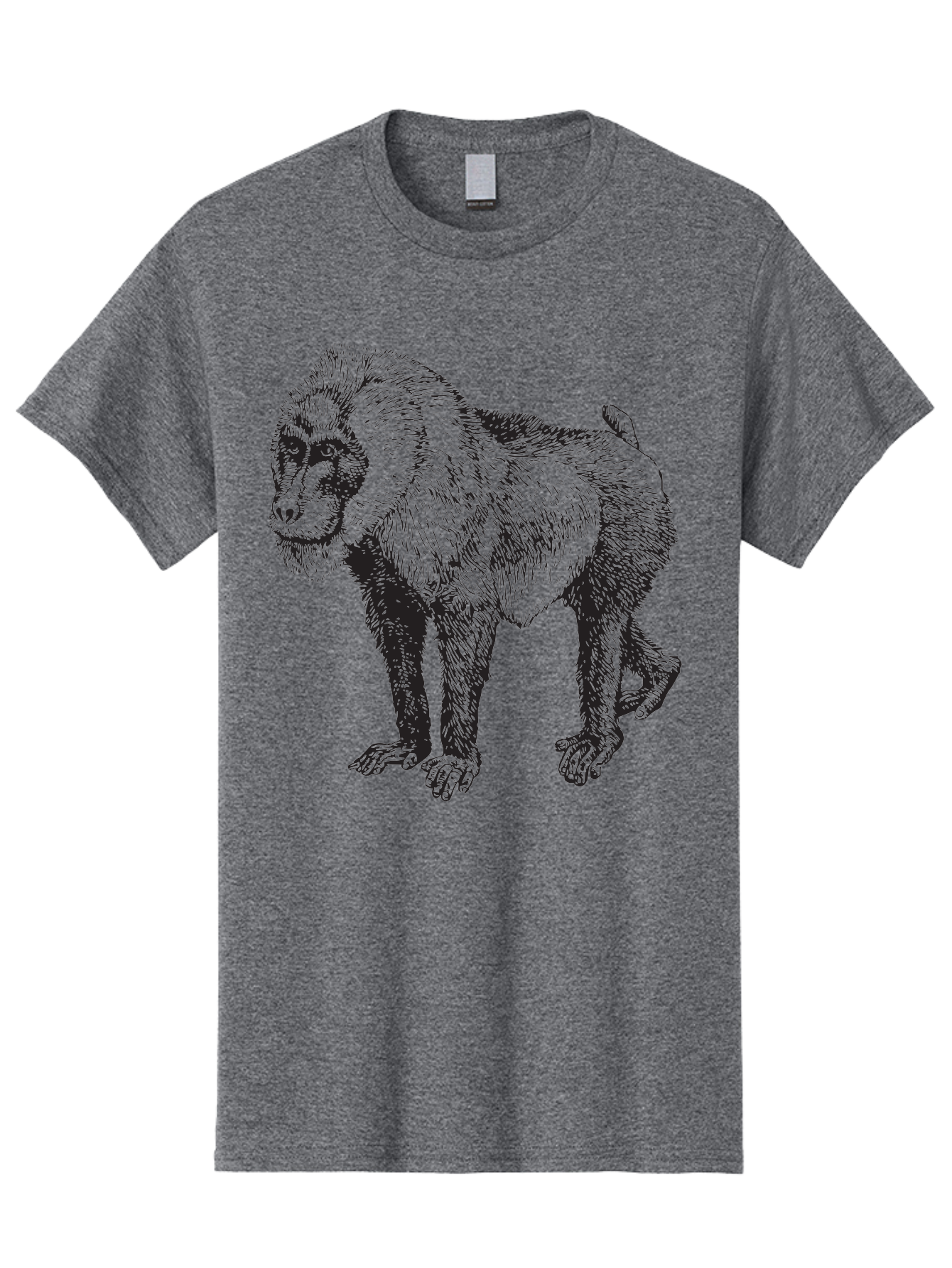 Baboon Men'S Graphic Tee, 100% Cotton, Comfortable Casual Summer Wear, Machine Washable, Baboon, Primate, Wildlife, Animal Illustration, Sketch Art, Detailed Drawing, Furry Texture, Monkey Species, Wild Primate Aad845 19
