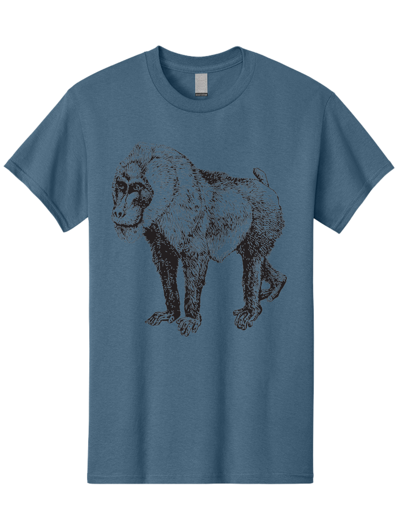 Baboon Men'S Graphic Tee, 100% Cotton, Comfortable Casual Summer Wear, Machine Washable, Baboon, Primate, Wildlife, Animal Illustration, Sketch Art, Detailed Drawing, Furry Texture, Monkey Species, Wild Primate Aad845 3