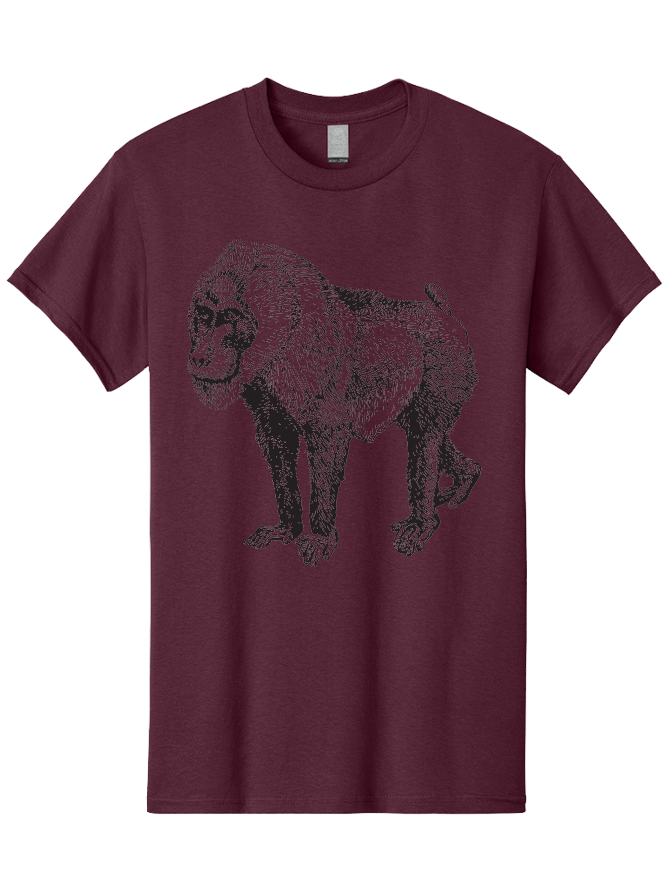 Baboon Men'S Graphic Tee, 100% Cotton, Comfortable Casual Summer Wear, Machine Washable, Baboon, Primate, Wildlife, Animal Illustration, Sketch Art, Detailed Drawing, Furry Texture, Monkey Species, Wild Primate Aad845 29