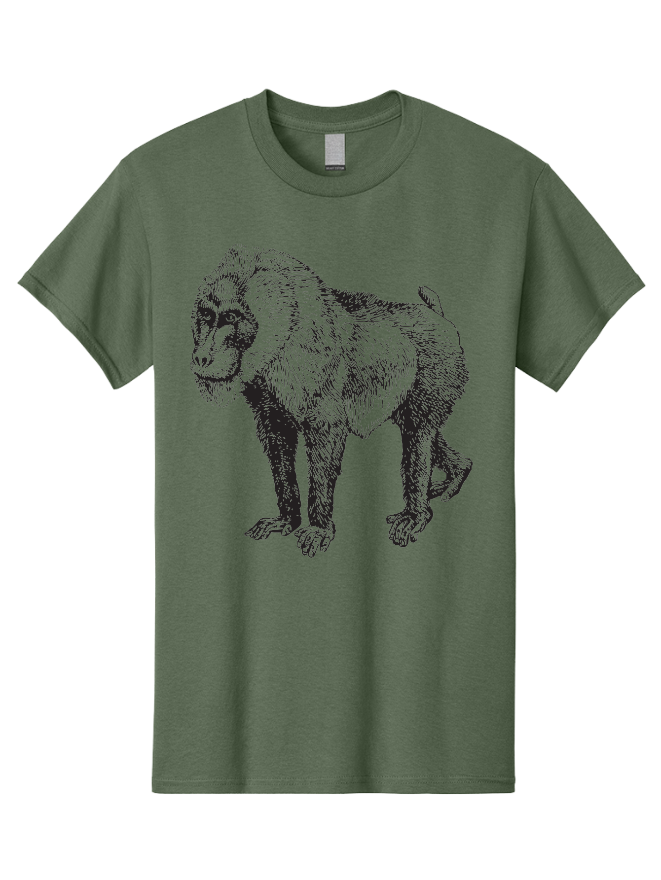 Baboon Men'S Graphic Tee, 100% Cotton, Comfortable Casual Summer Wear, Machine Washable, Baboon, Primate, Wildlife, Animal Illustration, Sketch Art, Detailed Drawing, Furry Texture, Monkey Species, Wild Primate Aad845 5