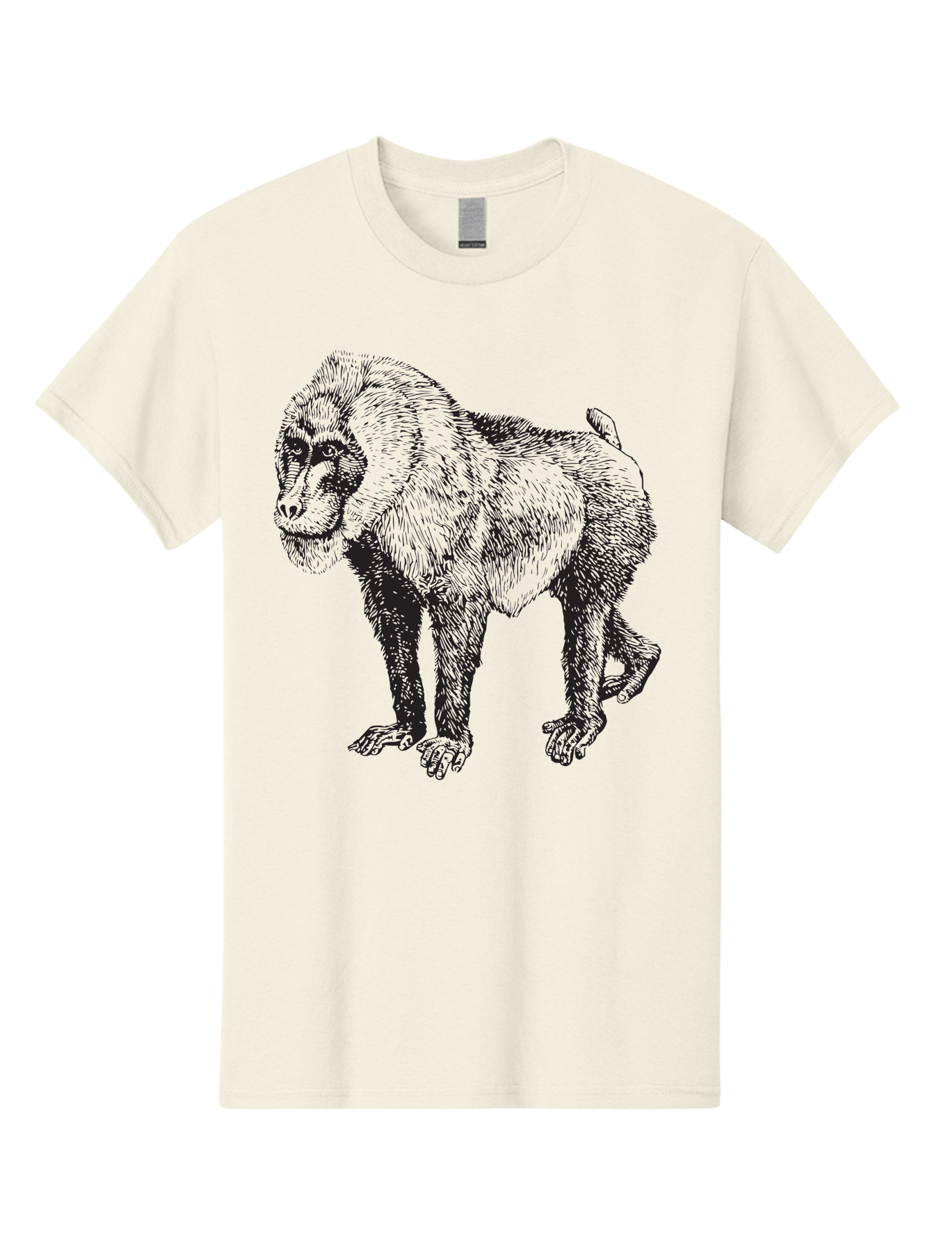 Baboon Men'S Graphic Tee, 100% Cotton, Comfortable Casual Summer Wear, Machine Washable, Baboon, Primate, Wildlife, Animal Illustration, Sketch Art, Detailed Drawing, Furry Texture, Monkey Species, Wild Primate Aad845 9