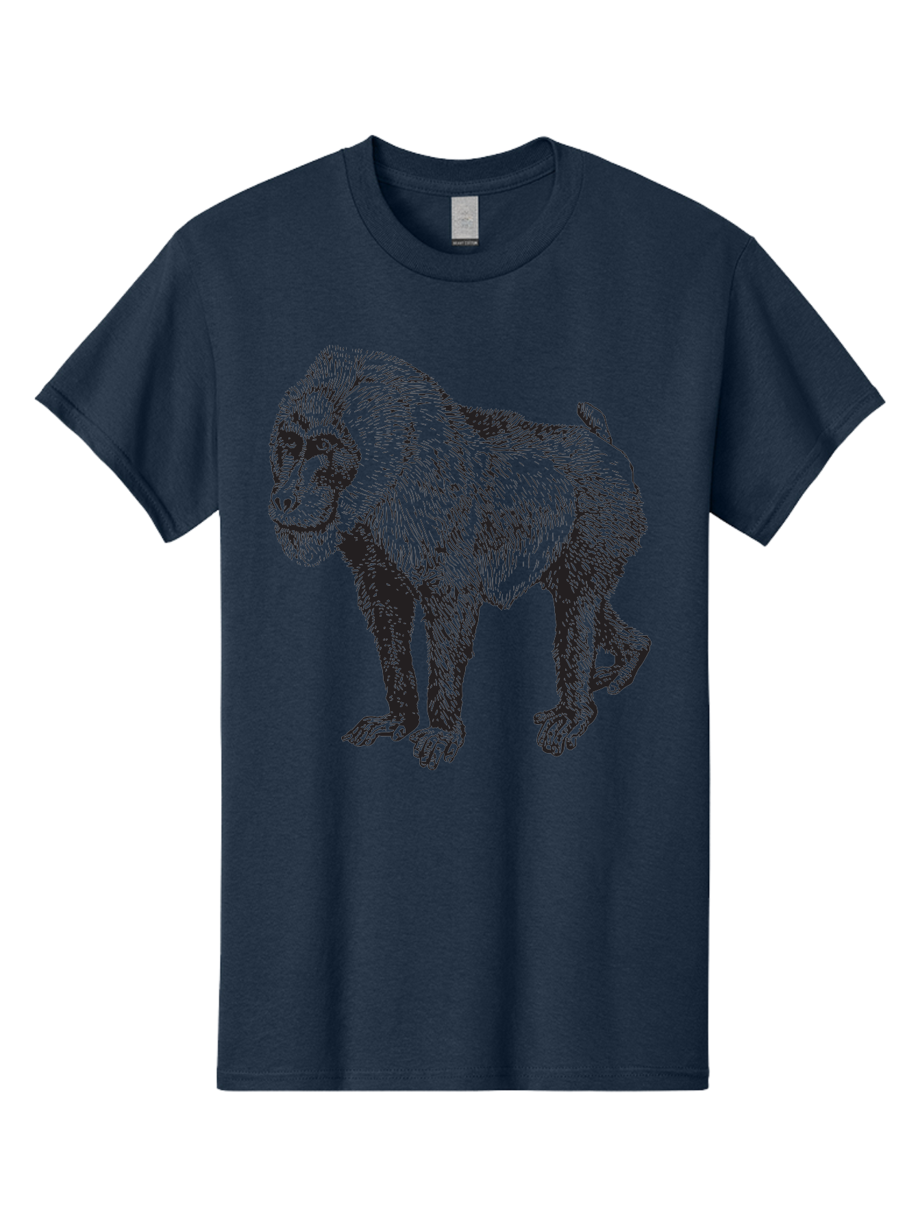 Baboon Men'S Graphic Tee, 100% Cotton, Comfortable Casual Summer Wear, Machine Washable, Baboon, Primate, Wildlife, Animal Illustration, Sketch Art, Detailed Drawing, Furry Texture, Monkey Species, Wild Primate Aad845 13