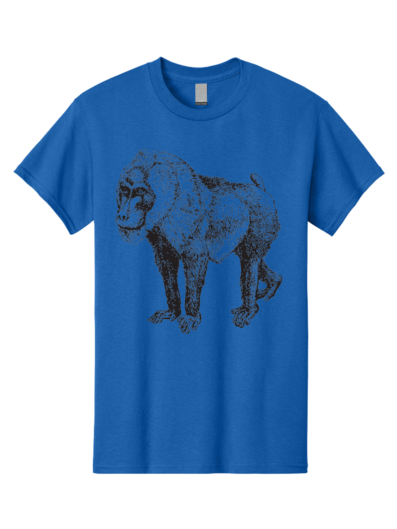 Baboon Men'S Graphic Tee, 100% Cotton, Comfortable Casual Summer Wear, Machine Washable, Baboon, Primate, Wildlife, Animal Illustration, Sketch Art, Detailed Drawing, Furry Texture, Monkey Species, Wild Primate Aad845 27