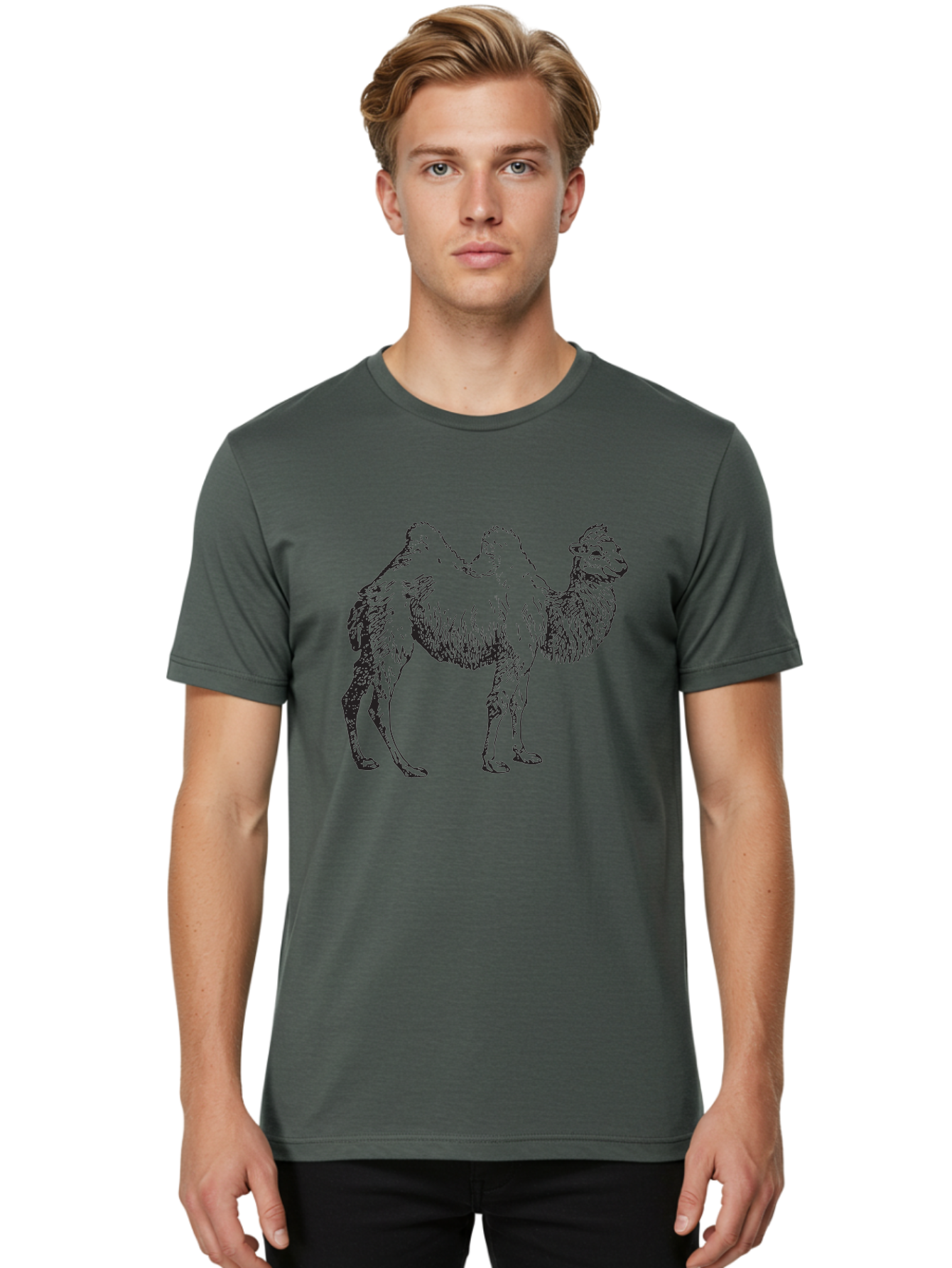 Bactrian-Camel Men'S Graphic Tee, 100% Cotton, Comfortable Casual Summer Wear, Machine Washable, Bactrian Camel, Double Hump Camel, Desert Animal, Exotic Creature, Wild Camel, Camel Illustration, Camel Drawing Aad846 8