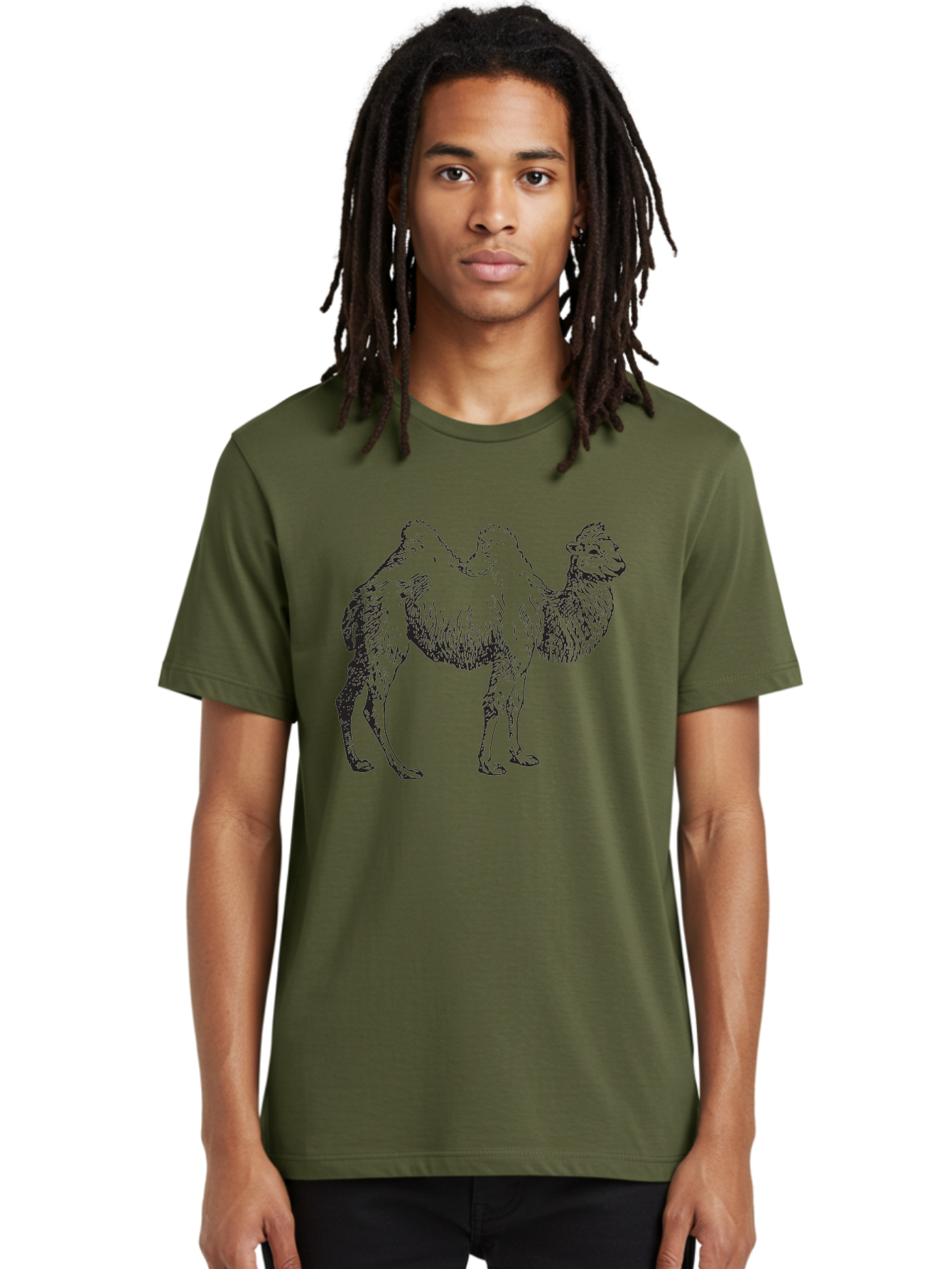 Bactrian-Camel Men'S Graphic Tee, 100% Cotton, Comfortable Casual Summer Wear, Machine Washable, Bactrian Camel, Double Hump Camel, Desert Animal, Exotic Creature, Wild Camel, Camel Illustration, Camel Drawing Aad846 4