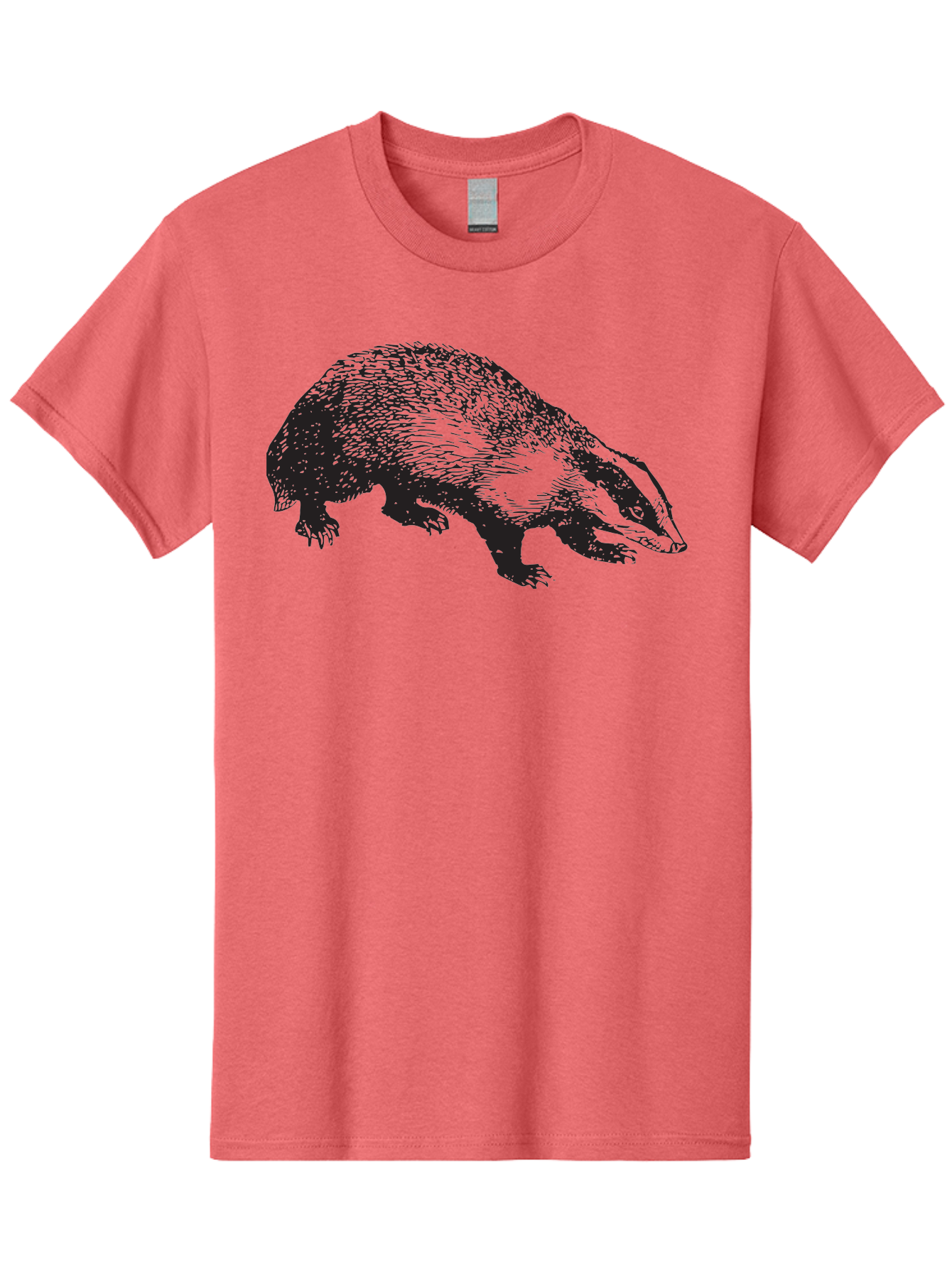 Badger Men'S Graphic Tee, 100% Cotton, Comfortable Casual Summer Wear, Machine Washable, Badger Illustration, Wildlife Art, Animal Graphics, Black And Green Colors, Detailed Texture, Wildlife Design, Furry Creature, Omnivorous Mammal Aad847 21