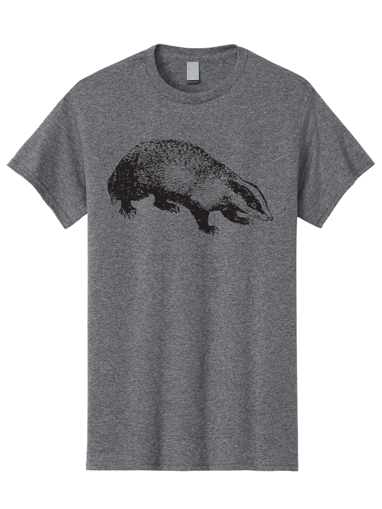 Badger Men'S Graphic Tee, 100% Cotton, Comfortable Casual Summer Wear, Machine Washable, Badger Illustration, Wildlife Art, Animal Graphics, Black And Green Colors, Detailed Texture, Wildlife Design, Furry Creature, Omnivorous Mammal Aad847 27