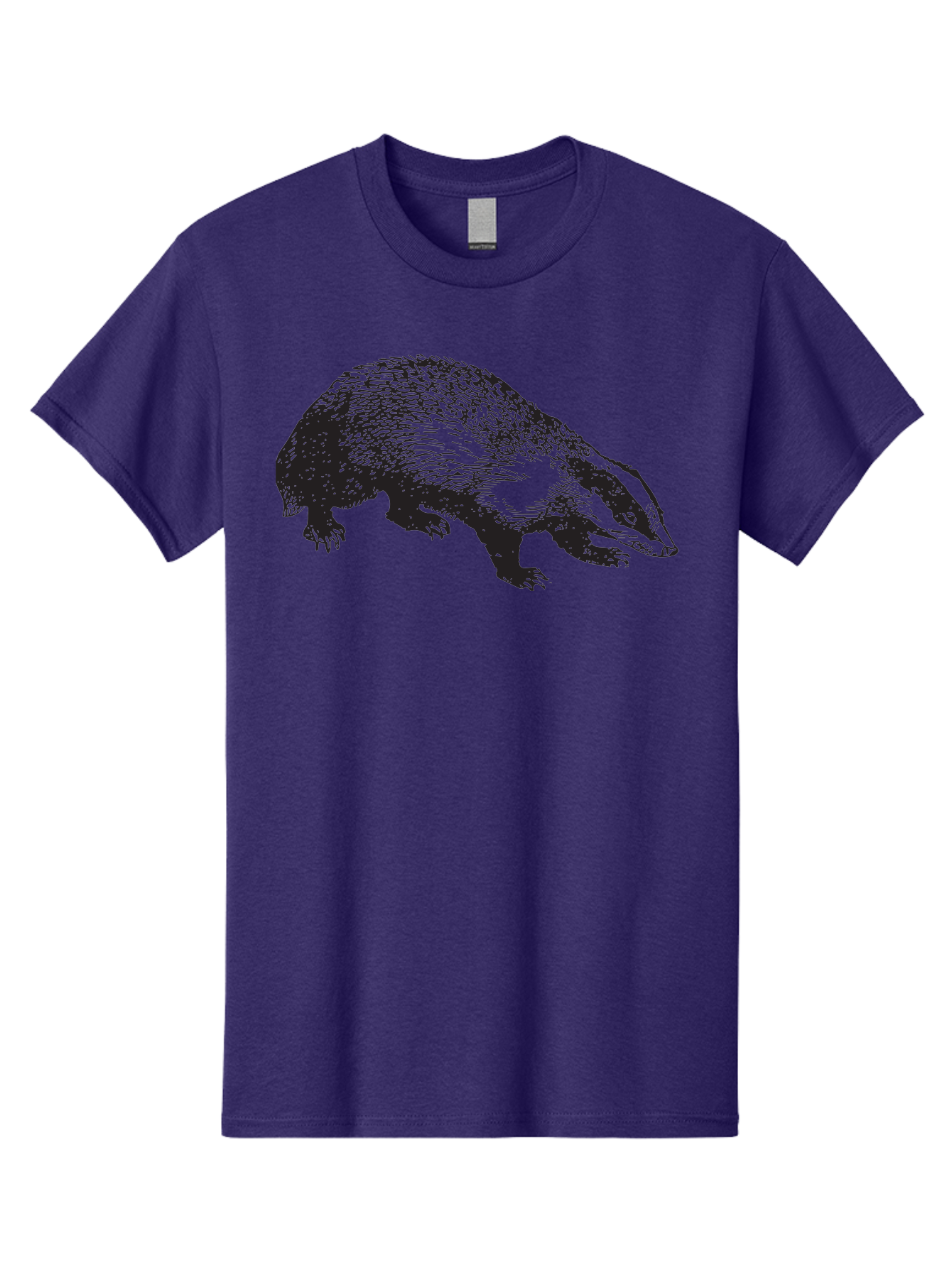 Badger Men'S Graphic Tee, 100% Cotton, Comfortable Casual Summer Wear, Machine Washable, Badger Illustration, Wildlife Art, Animal Graphics, Black And Green Colors, Detailed Texture, Wildlife Design, Furry Creature, Omnivorous Mammal Aad847 25