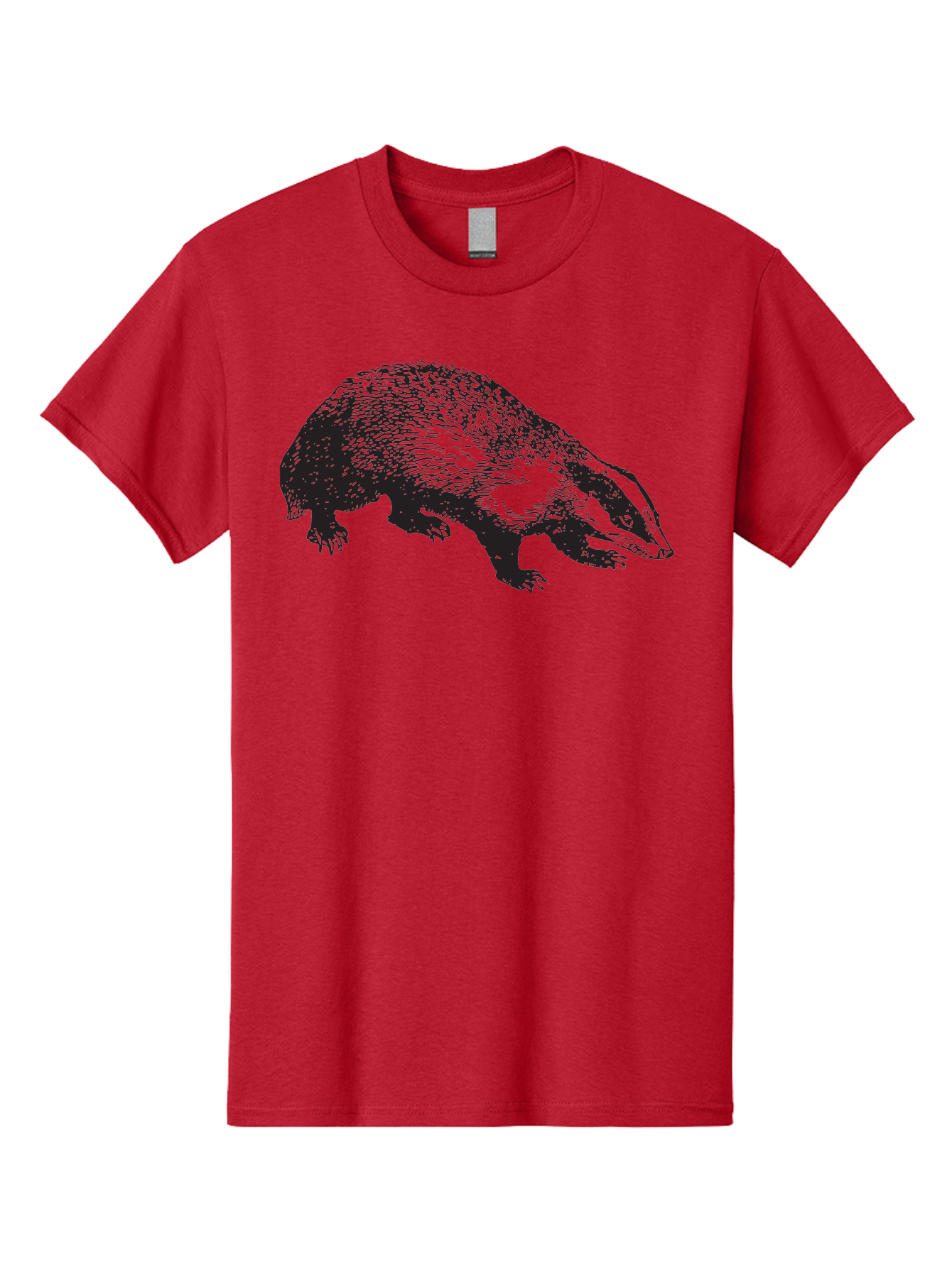 Badger Men'S Graphic Tee, 100% Cotton, Comfortable Casual Summer Wear, Machine Washable, Badger Illustration, Wildlife Art, Animal Graphics, Black And Green Colors, Detailed Texture, Wildlife Design, Furry Creature, Omnivorous Mammal Aad847 11