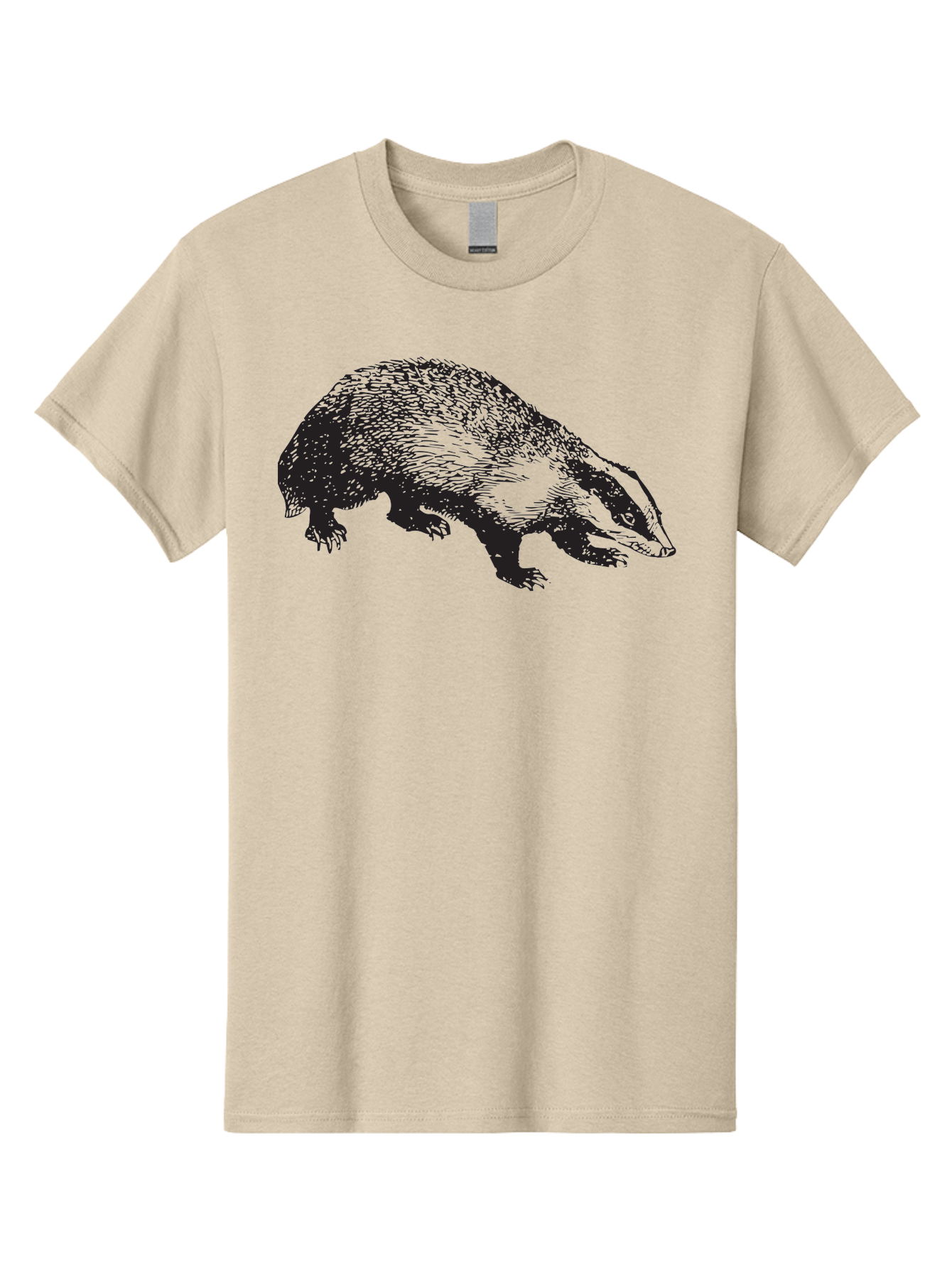Badger Men'S Graphic Tee, 100% Cotton, Comfortable Casual Summer Wear, Machine Washable, Badger Illustration, Wildlife Art, Animal Graphics, Black And Green Colors, Detailed Texture, Wildlife Design, Furry Creature, Omnivorous Mammal Aad847 15