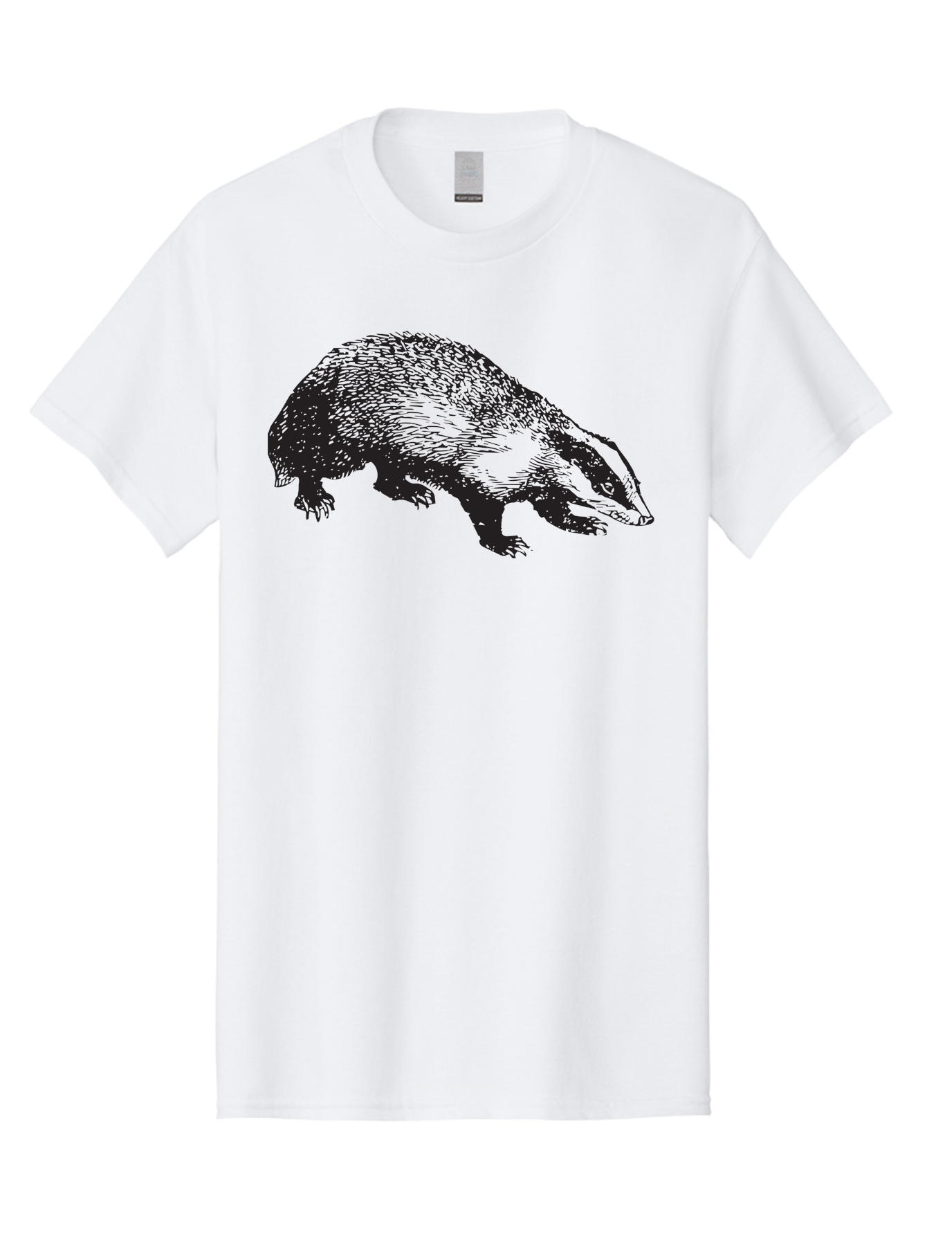 Badger Men'S Graphic Tee, 100% Cotton, Comfortable Casual Summer Wear, Machine Washable, Badger Illustration, Wildlife Art, Animal Graphics, Black And Green Colors, Detailed Texture, Wildlife Design, Furry Creature, Omnivorous Mammal Aad847 5
