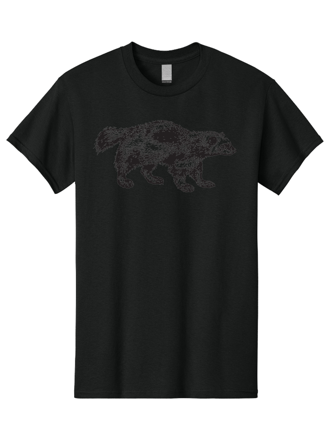 Black-Badger Men'S Graphic Tee, 100% Cotton, Comfortable Casual Summer Wear, Machine Washable, Badger Illustration, Animal Art, Wildlife Graphic, Stylized Mammal, Furry Creature, Monochrome Design, Bold Lines, Rugged Texture, Wildlife Symbol Aad853 21