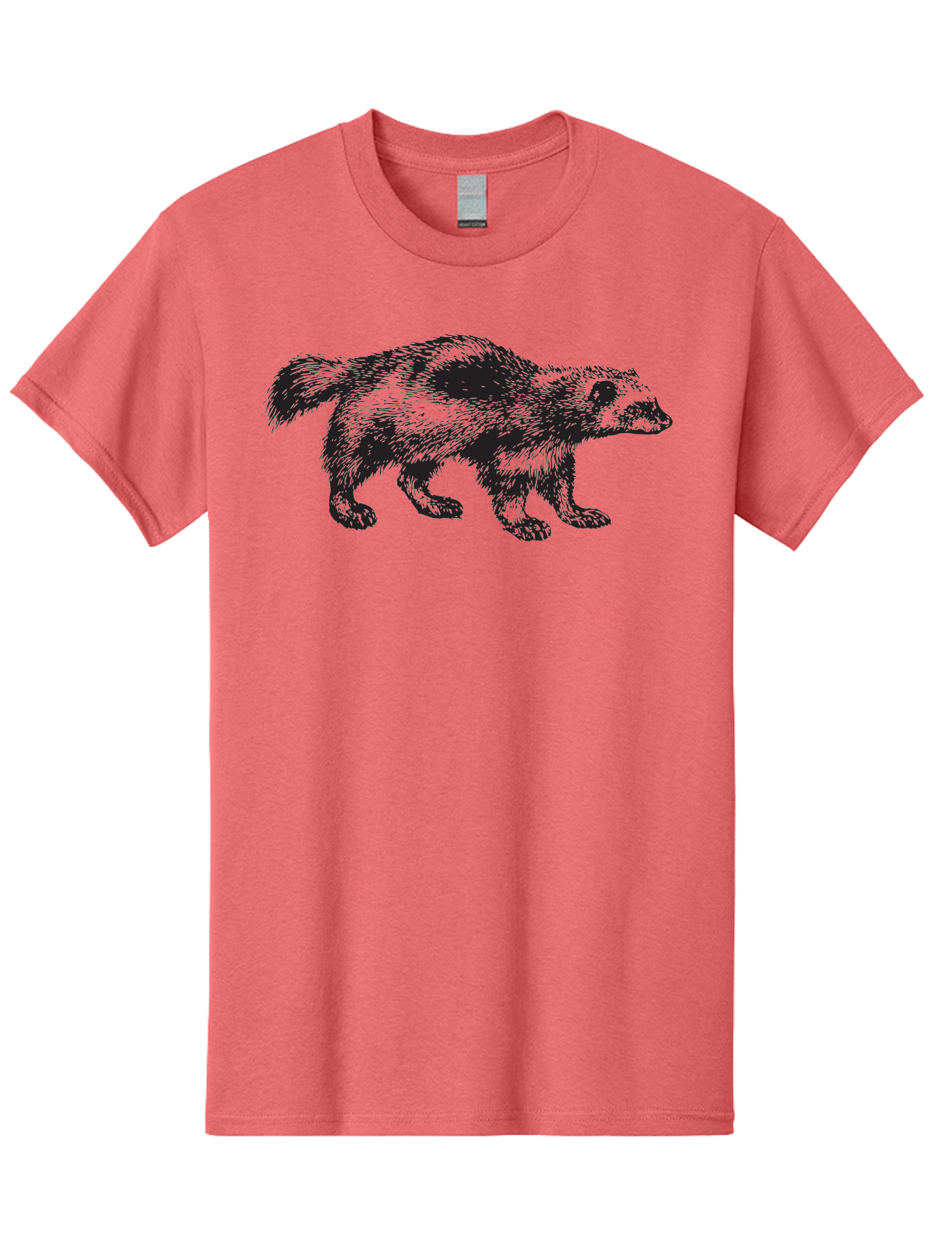 Black-Badger Men'S Graphic Tee, 100% Cotton, Comfortable Casual Summer Wear, Machine Washable, Badger Illustration, Animal Art, Wildlife Graphic, Stylized Mammal, Furry Creature, Monochrome Design, Bold Lines, Rugged Texture, Wildlife Symbol Aad853 23