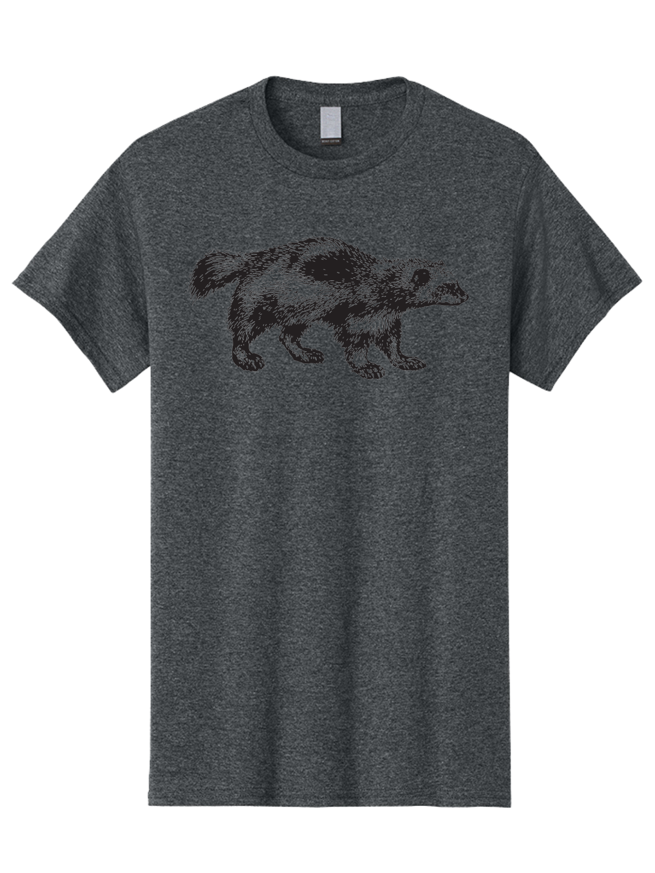 Black-Badger Men'S Graphic Tee, 100% Cotton, Comfortable Casual Summer Wear, Machine Washable, Badger Illustration, Animal Art, Wildlife Graphic, Stylized Mammal, Furry Creature, Monochrome Design, Bold Lines, Rugged Texture, Wildlife Symbol Aad853 13