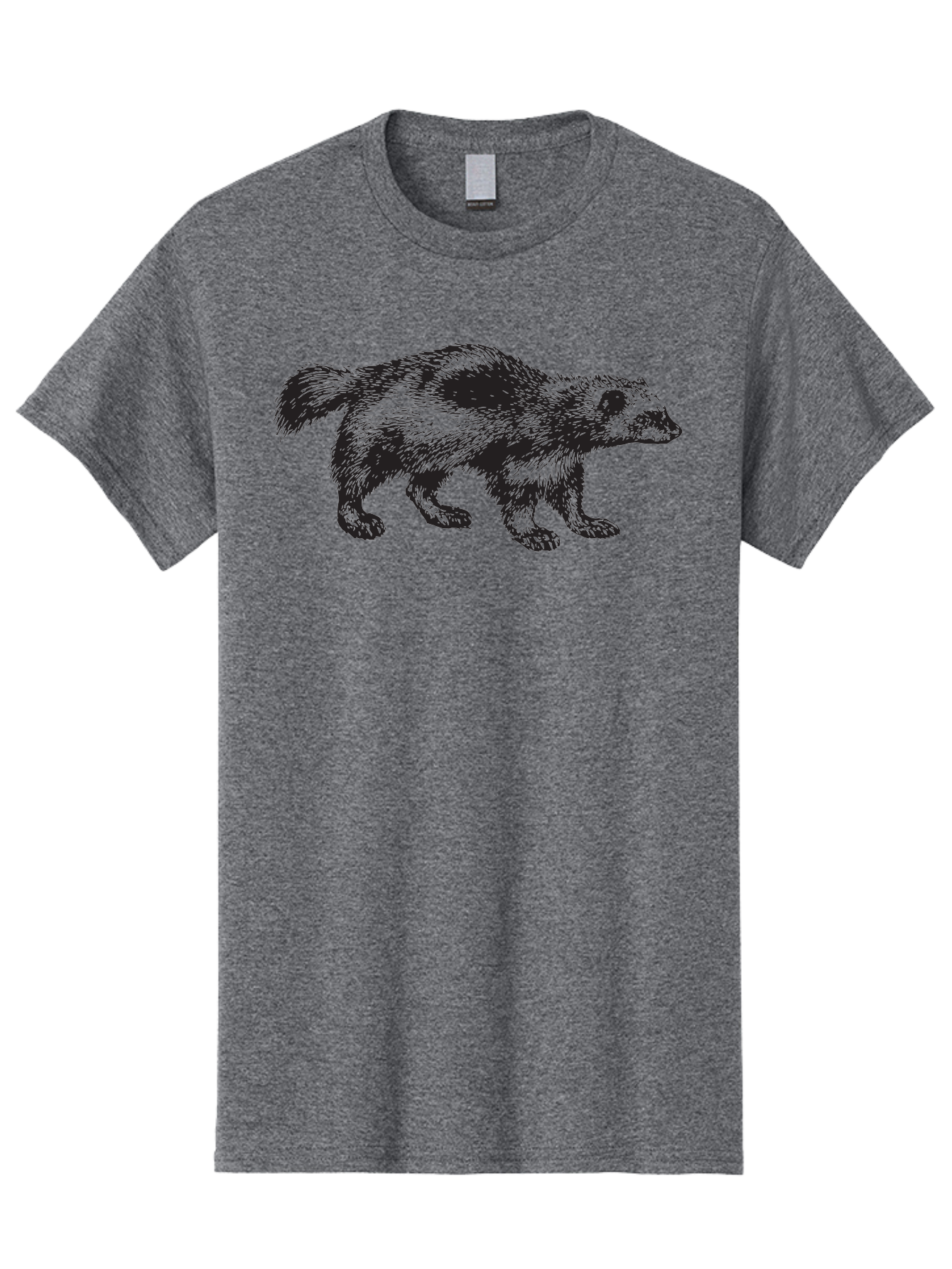 Black-Badger Men'S Graphic Tee, 100% Cotton, Comfortable Casual Summer Wear, Machine Washable, Badger Illustration, Animal Art, Wildlife Graphic, Stylized Mammal, Furry Creature, Monochrome Design, Bold Lines, Rugged Texture, Wildlife Symbol Aad853 7