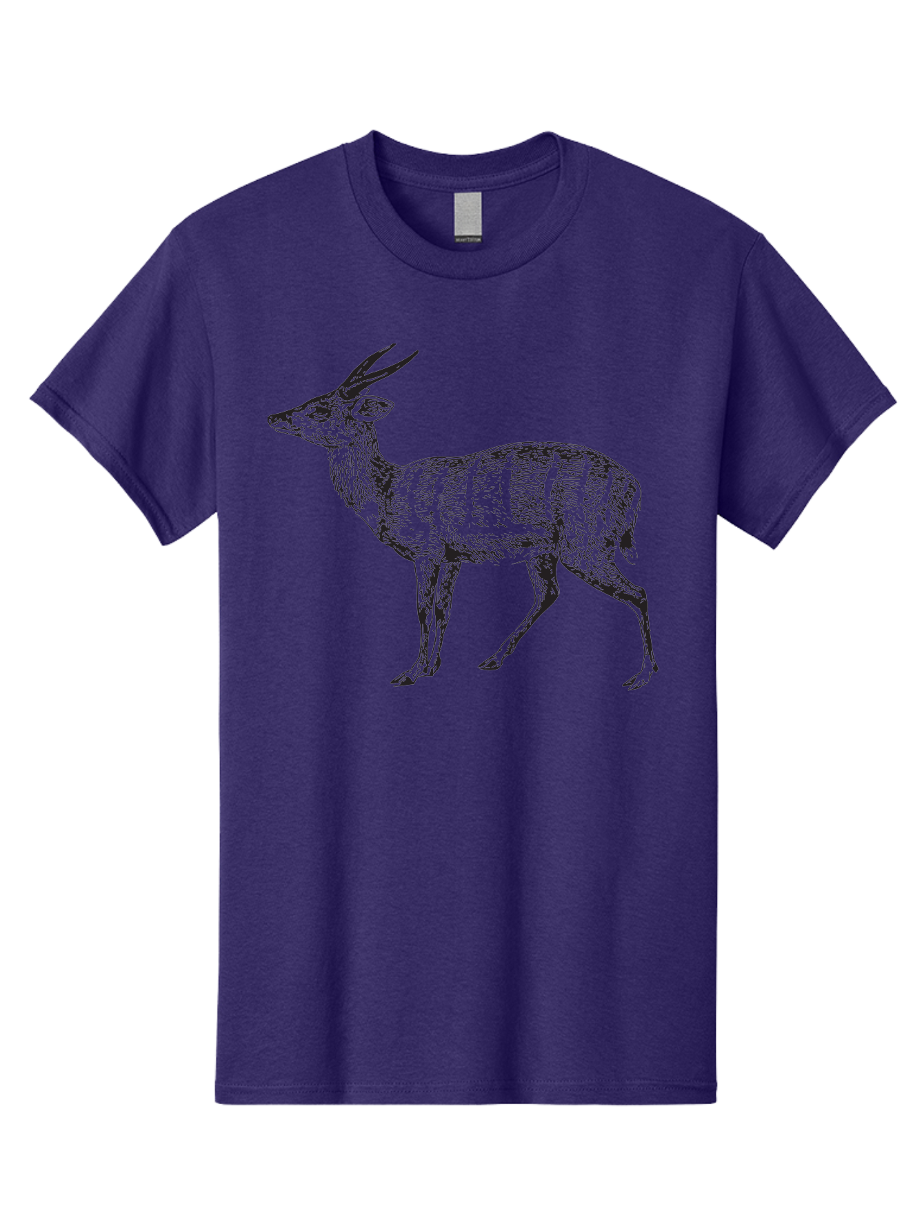 Bushbuck-Sketch Men'S Graphic Tee, 100% Cotton, Comfortable Casual Summer Wear, Machine Washable, Illustration Of A Deer, Animal Art, Wildlife, Forest Creature, Horned Mammal, Nature-Inspired Design, Graphic Illustration, Sketch Art Aad860 1