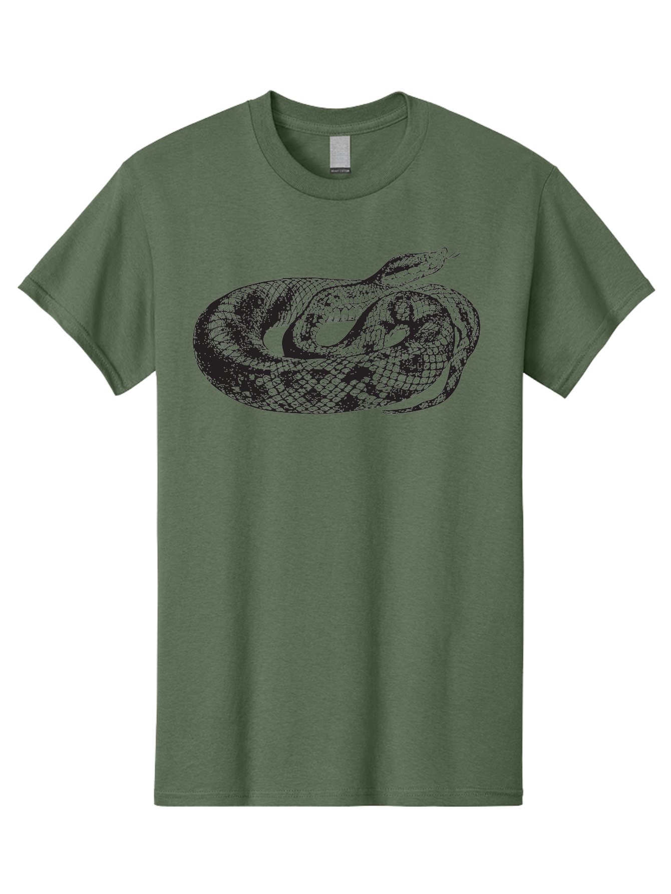 Coiled-Snake-1 Men'S Graphic Tee, 100% Cotton, Comfortable Casual Summer Wear, Machine Washable, Snake Illustration, Coiled Snake, Reptile Art, Wildlife Design, Snake Head, Forked Tongue, Detailed Scales, Black And Green Aad868 25