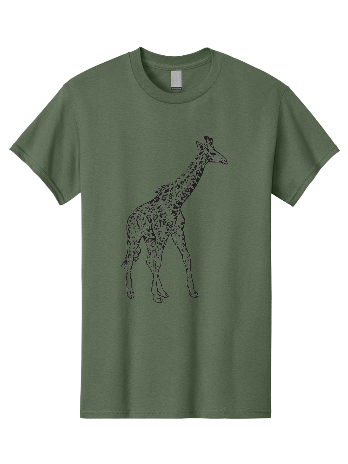 Giraffe Men'S Graphic Tee, 100% Cotton, Comfortable Casual Summer Wear, Machine Washable, Giraffe Illustration, Safari Animal, Wildlife Graphic, Spotted Fur, Tall Mammal, Cartoon Style, Simple Design, Black Outline Aad893 25