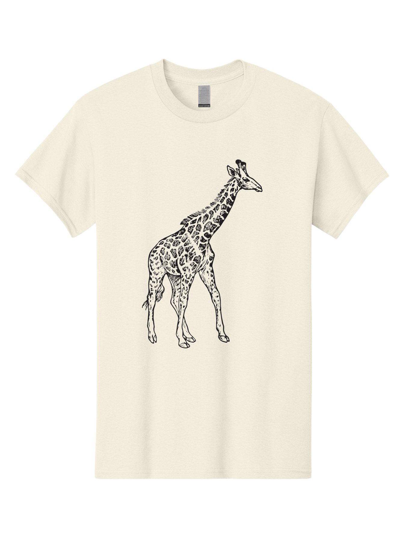 Giraffe Men'S Graphic Tee, 100% Cotton, Comfortable Casual Summer Wear, Machine Washable, Giraffe Illustration, Safari Animal, Wildlife Graphic, Spotted Fur, Tall Mammal, Cartoon Style, Simple Design, Black Outline Aad893 3