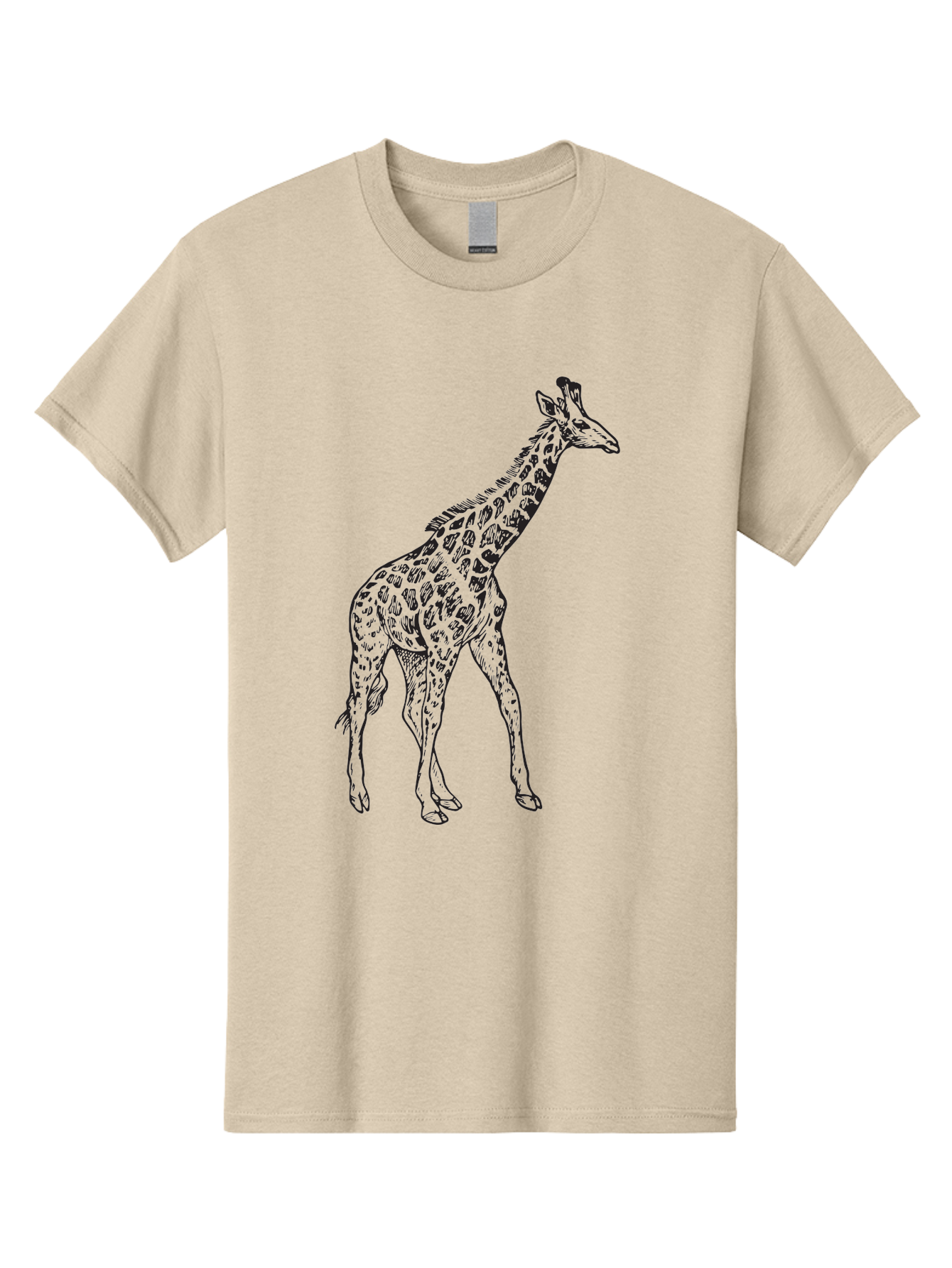 Giraffe Men'S Graphic Tee, 100% Cotton, Comfortable Casual Summer Wear, Machine Washable, Giraffe Illustration, Safari Animal, Wildlife Graphic, Spotted Fur, Tall Mammal, Cartoon Style, Simple Design, Black Outline Aad893 11